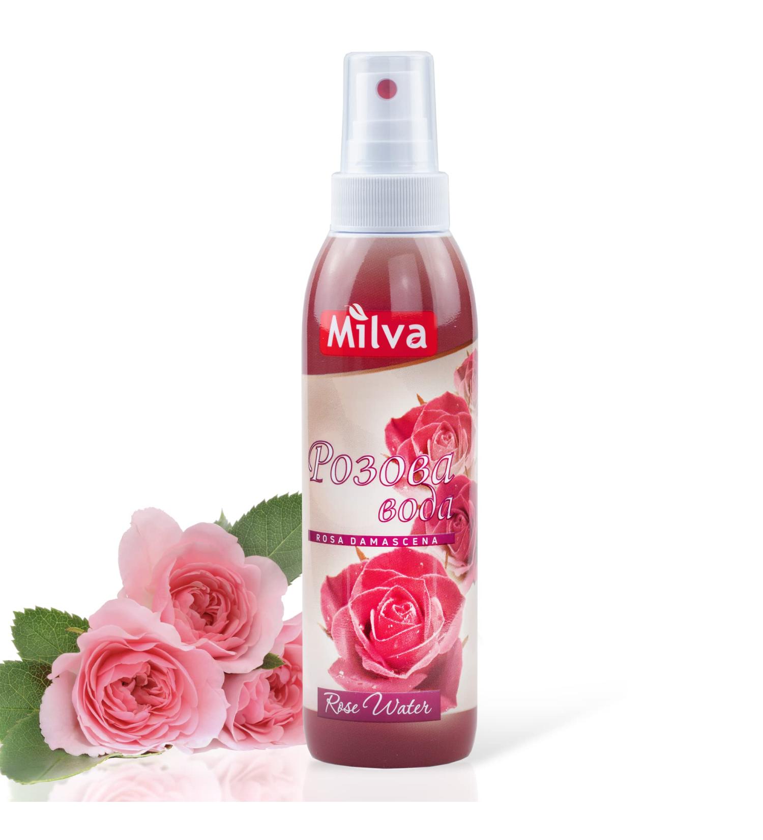 Milva Rose Water for Face Spray with Bulgarian Rose Oil | Natural Rosewater for Face Mist | 100% Pure Rose Water for Hair & Body | 200 ml Hydrating Facial Toner | Alcohol Free Makeup Remover Cleanser - Buy Online on GoSupps.com
