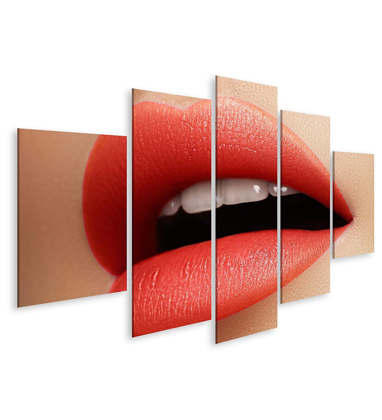 GBDV-MFPx Image on Canvas Cosmetics Makeup Gloss Lipstick On Lips Closeup of Beautiful Female Mouth with Red and Pink Lipp Makeup Part Of Face Wall Living Room Home Office Bedroom Images - Buy Online on GoSupps.com