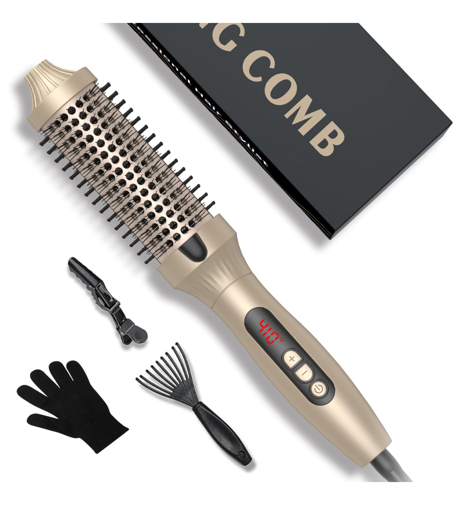 Thermal Brush 1.5 in Volumizing Brush Curling Iron Heated Curling Brush Ceramic Tourmaline Ionic Curling Comb Dual Voltage Travel Curling Iron with Brush LCD Display 10 Temperatures Heated Round Brush Gold - Buy Online on GoSupps.com