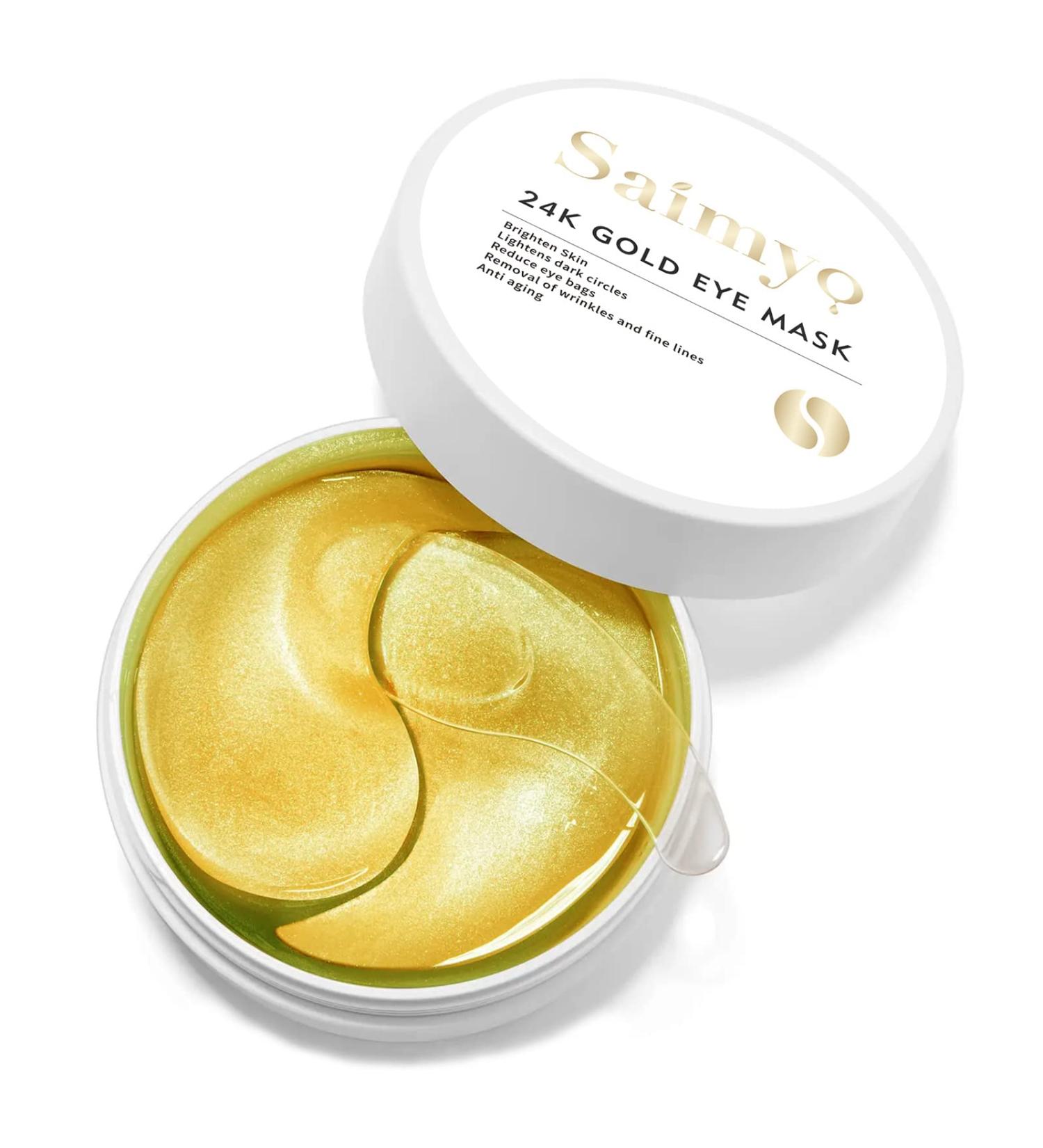 Saimyo 24K GOLD Eye Mask 60 Pcs - Amino Acid & Collagen Under Eye Mask for Dark Circles, Puffiness, Face Care - Beauty & Personal Care - Buy Online on GoSupps.com