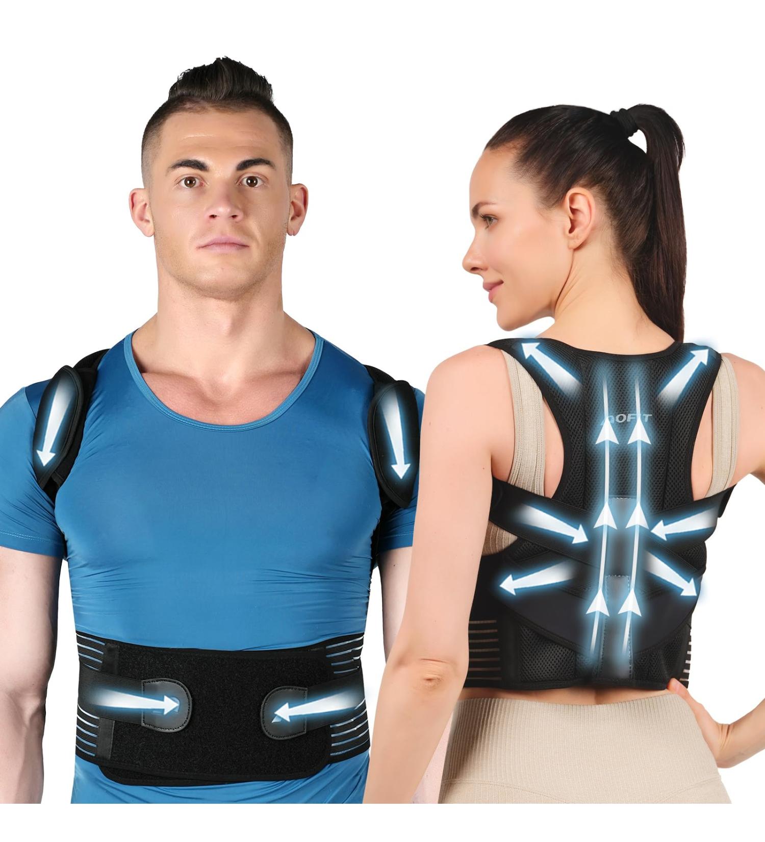 Back Brace Posture Corrector for Men & Women | Adjustable Support for Back Pain Relief & Scoliosis - Medium Size - Buy Online on GoSupps.com