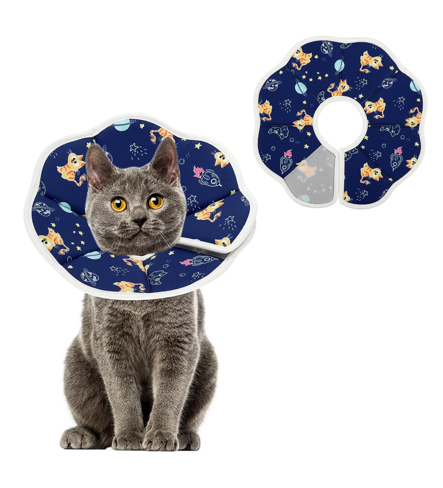 Amabro Small Cat Cone Collar Soft Kitten Recovery Cone Adjustable Protective Pet Cone Collar Fasteners Collars Kitten Wounds Not Block Vision Dogs Puppies(M Size) - Buy Online on GoSupps.com