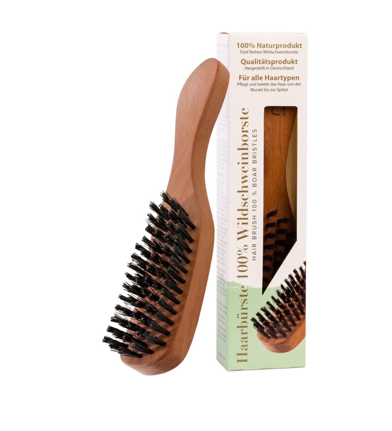 REMOS Wild Boar Bristle Hairbrush - Premium Pear Wood with Narrow Handle - Perfect for All Hair Types | International Shipping - Buy Online on GoSupps.com