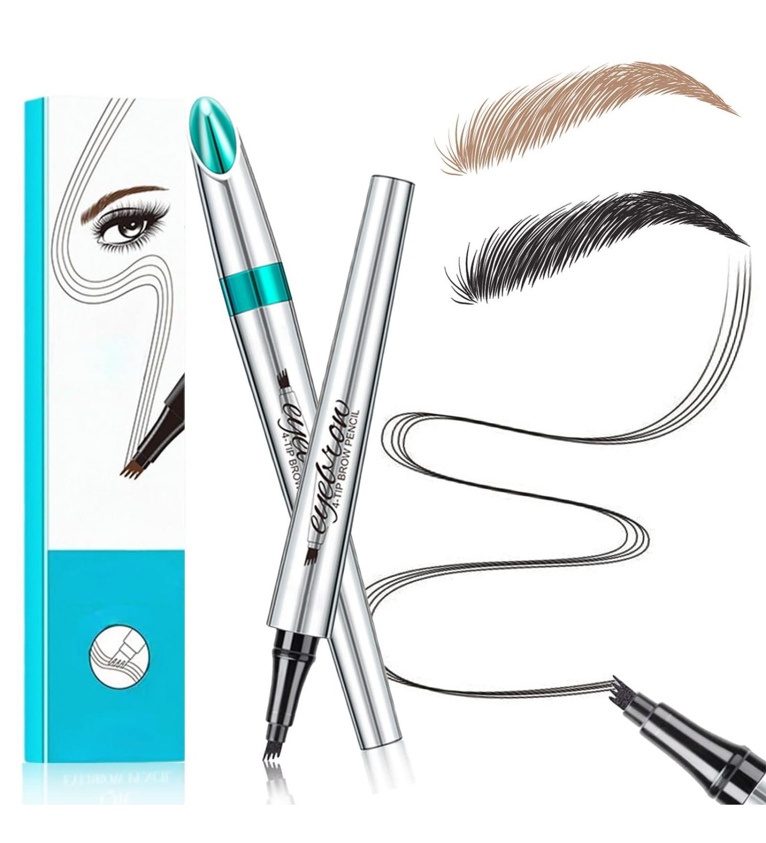 2PCS Upgraded Microblading Eyebrow Pen 3D Waterproof Microblading Eyebrow Pencil 4 Tipped Precise Brow Pen Long-lasting Natural Makeup Fine Stroke Eyebrow Pencil(01+04) - Buy Online on GoSupps.com