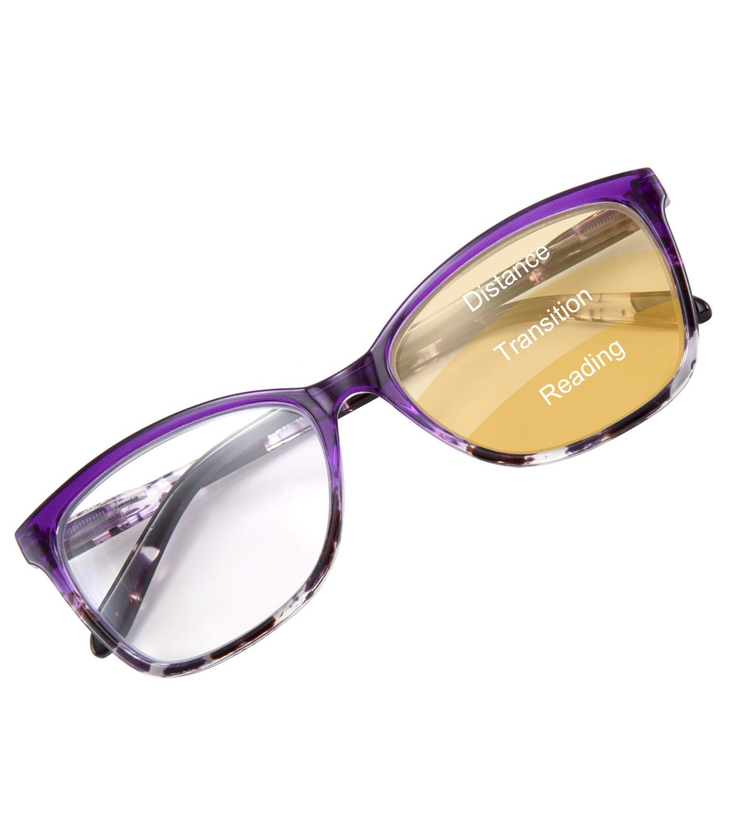 FEISEDY Square Progressive Multifocus Reading Glasses B2690 - Purple 1.5x | Blue Light Blocking & Anti-fatigue | International Shipping Available - Buy Online on GoSupps.com