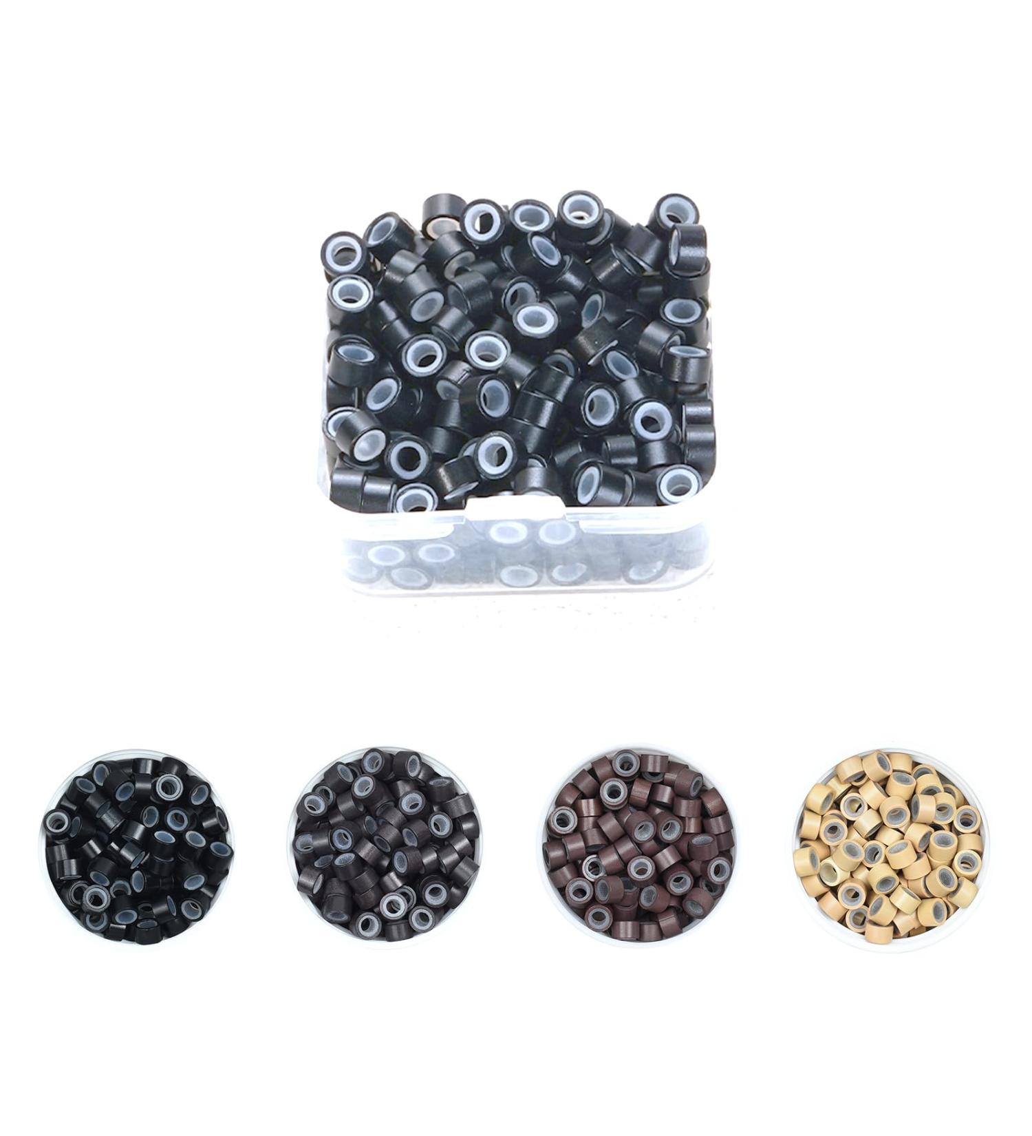 Yamel Micro Links Bead Hair Extensions Rings 250 Pieces 5mm Black Silicone Lined Beads for Human Hair Extensions - Buy Online on GoSupps.com