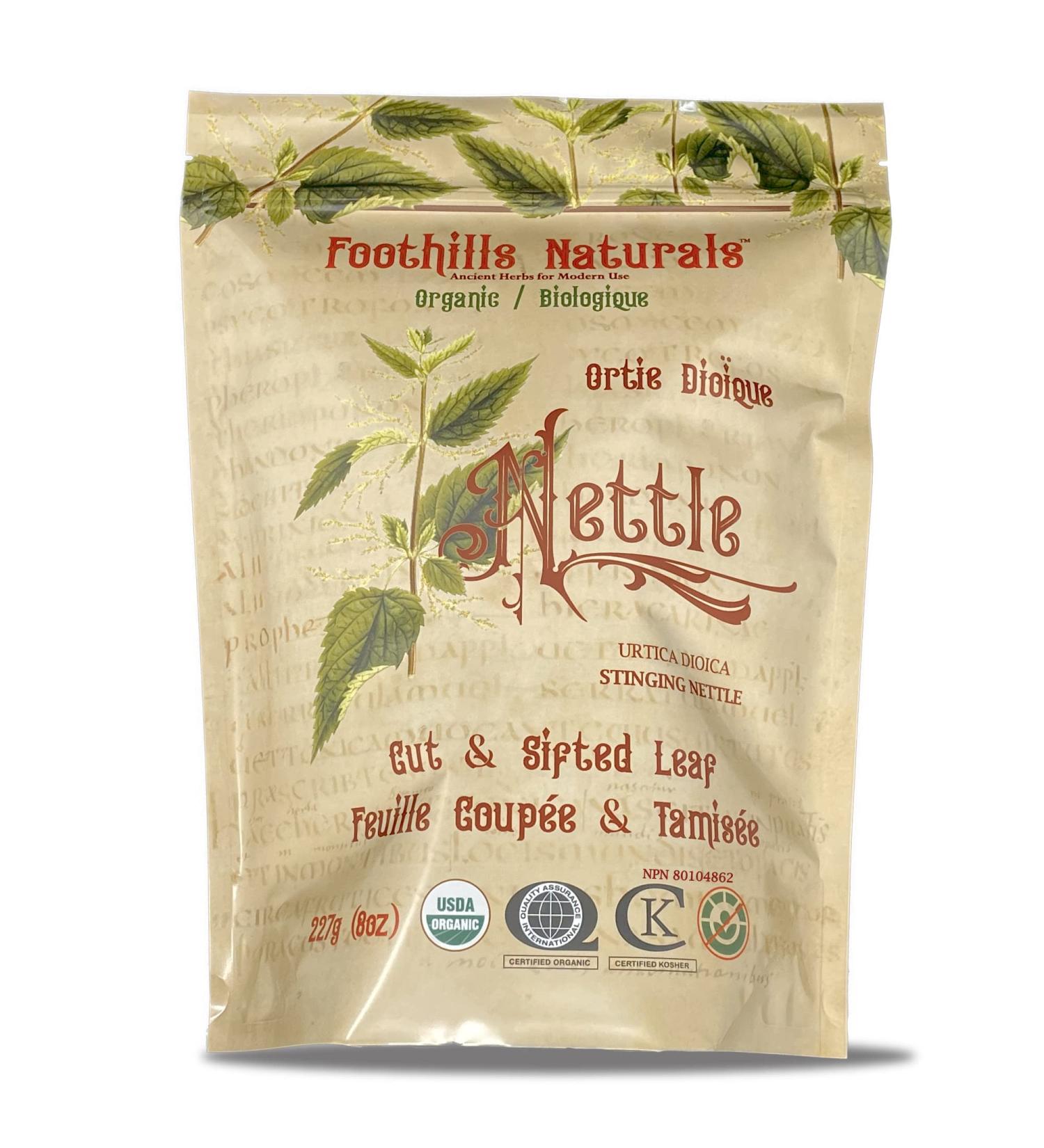 Foothills Naturals Nettle Leaf Tea Organic Loose Cut and Sifted Caffeine Free (227g Loose Leaf Tea) 227 g (Pack of 1) - Buy Online on GoSupps.com