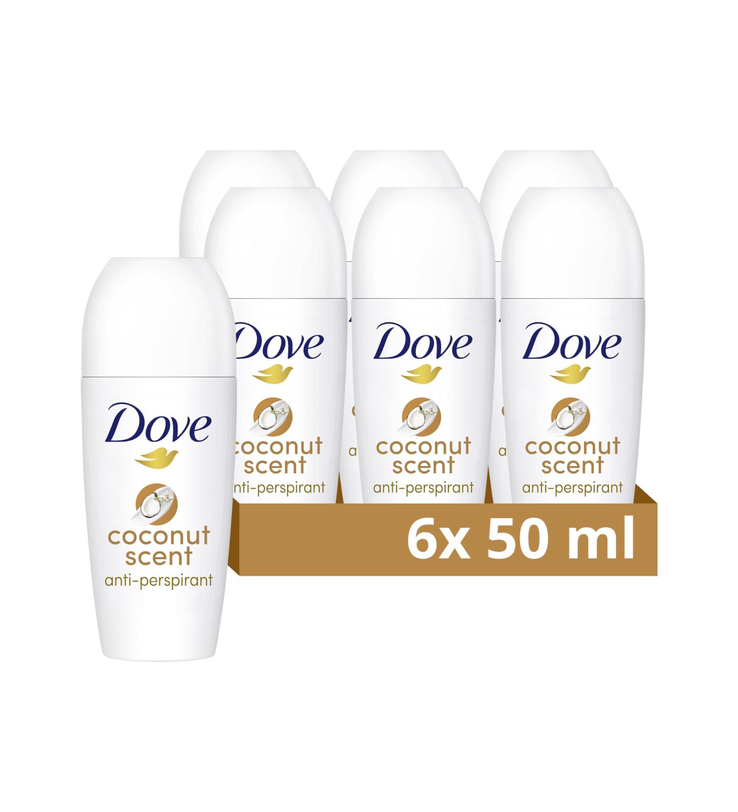 Dove Advanced Care Coconut Anti-Perspirant Deodorant with plant-based moisturiser Roll On for 48-hour odour protection 6x 50 ml Coconut 8.33 ml (Pack of 6) - Buy Online on GoSupps.com