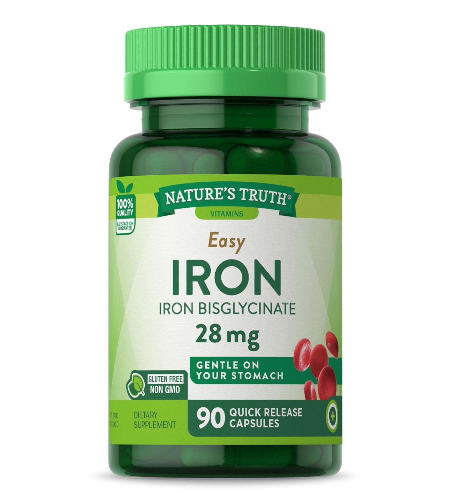 Nature's Truth Easy Iron 28mg 90 Count - Essential Iron Supplement for Daily Health - Buy Online on GoSupps.com