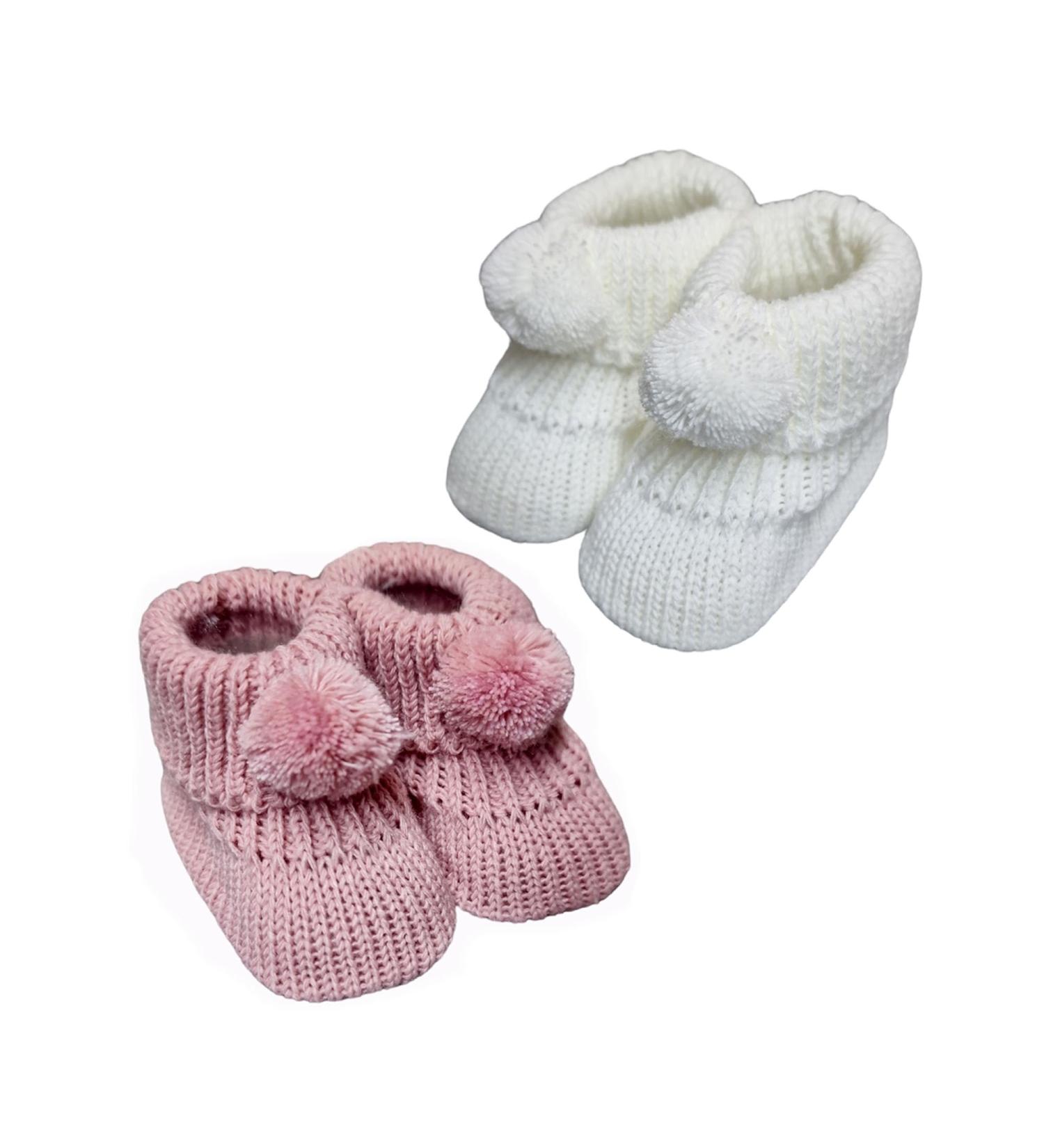 Royal Icon Newborn Baby Booties 0-3 Months Pom Pom Bootees for Boys and Girls - RI408 Rose Gold White RI377 - Buy Online on GoSupps.com