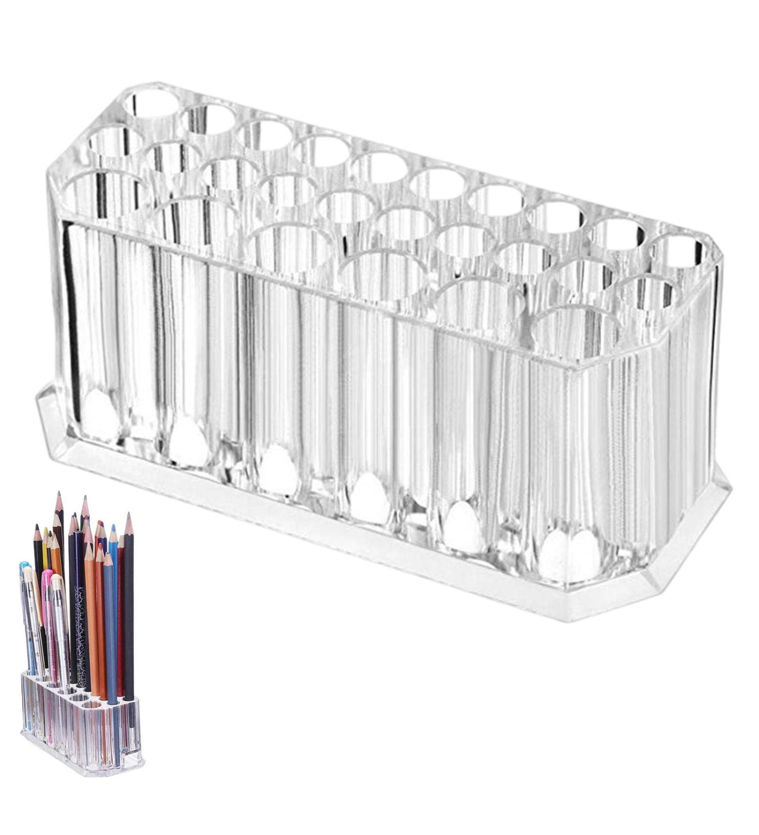 Acrylic Eyeliner Organizer | Clear Lip Liner Eyeliner Organizers and Storage Box - Eyeliner Makeup Holder Organizer with 26 Slots for Home Desk - Buy Online on GoSupps.com