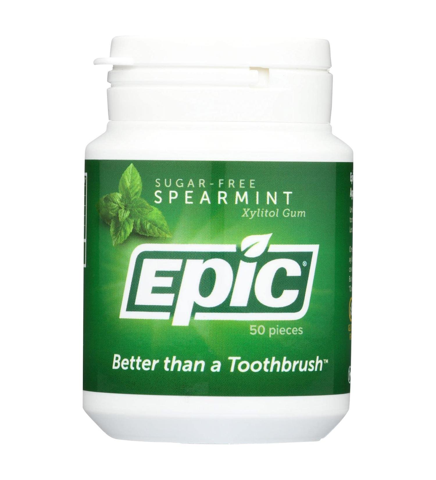 Epic Dental Gum Xylitol Spearmint - 50 Count | Sugar-Free Fresh Breath - Buy Online on GoSupps.com