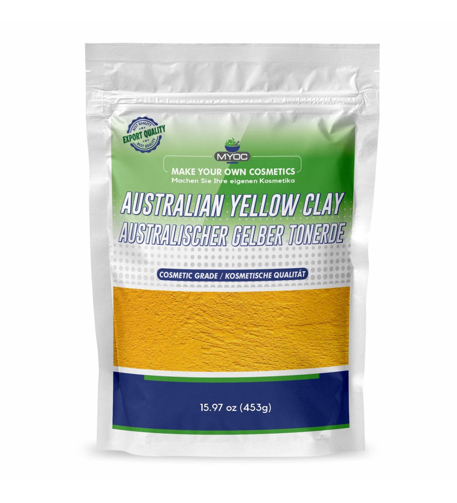 Myoc Australian Yellow Tint Natural Facial Mask Tone in Cosmetic Quality for DIY Skin Care Hair Masks Soap and Detox Recipes 453 g 453 g 1er Pack