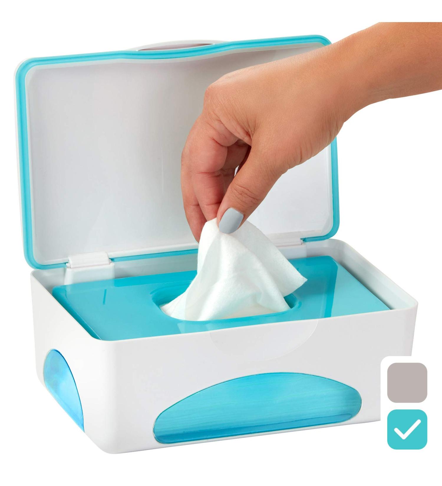 Hiccapop Baby Wipe Dispenser | Non-Slip Easy Open & Close Wipe Case | Keeps Diaper Wipes Fresh | Teal with Teal Window - Buy Online on GoSupps.com