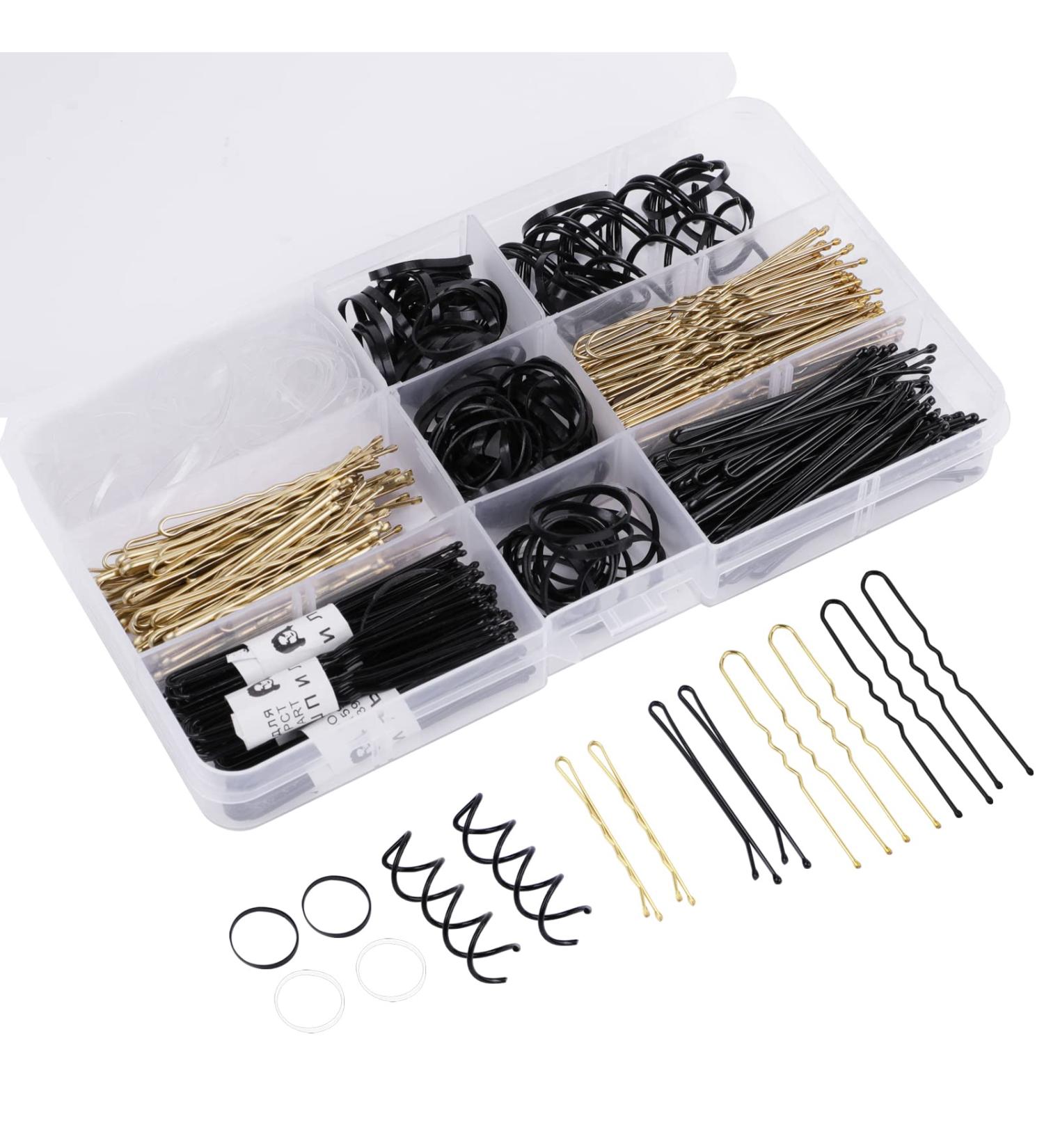 343 Piece Hair Clip Set - Metal Wave Hairpins Bobby Pins & U-Hair Clips in Storage Box for Kids & Stylists - Buy Online on GoSupps.com