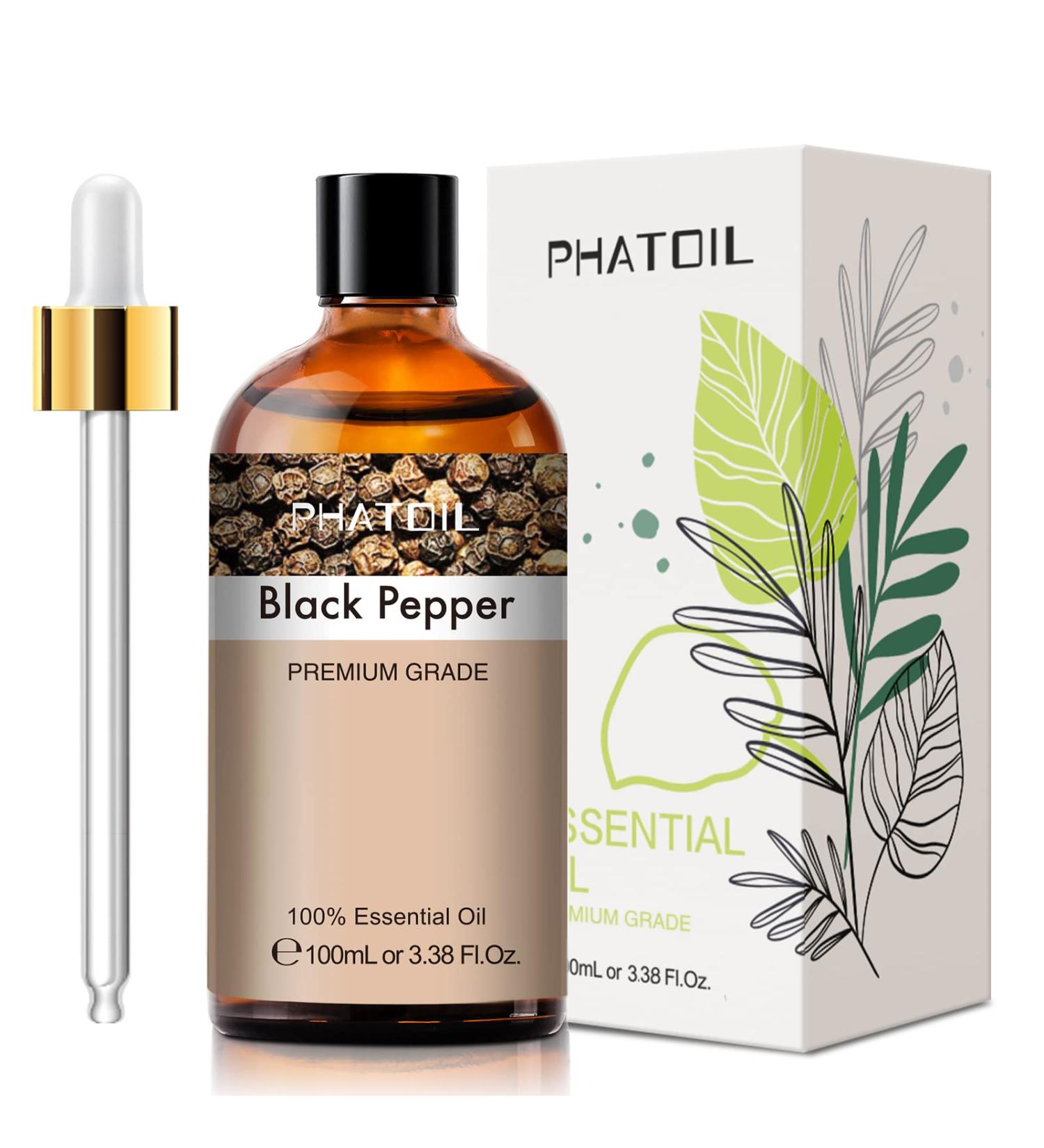 PHATOIL Black Pepper Essential Oil 100ML - 100% Pure Therapeutic Grade for Diffuser & Aromatherapy - Buy Online on GoSupps.com