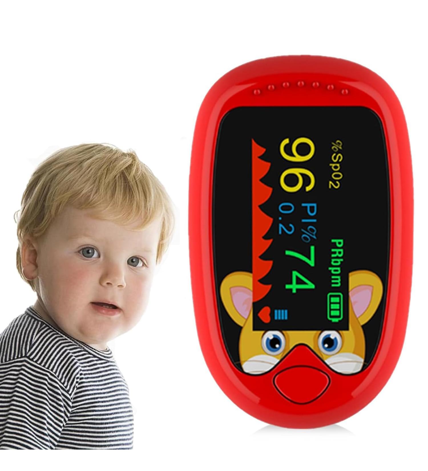 Pulse Oximeter for Kids (2-12) | Rechargeable Oxygen & Heart Monitor | Portable Fingertip Blood Oxygen Meter (Red - Buy Online on GoSupps.com