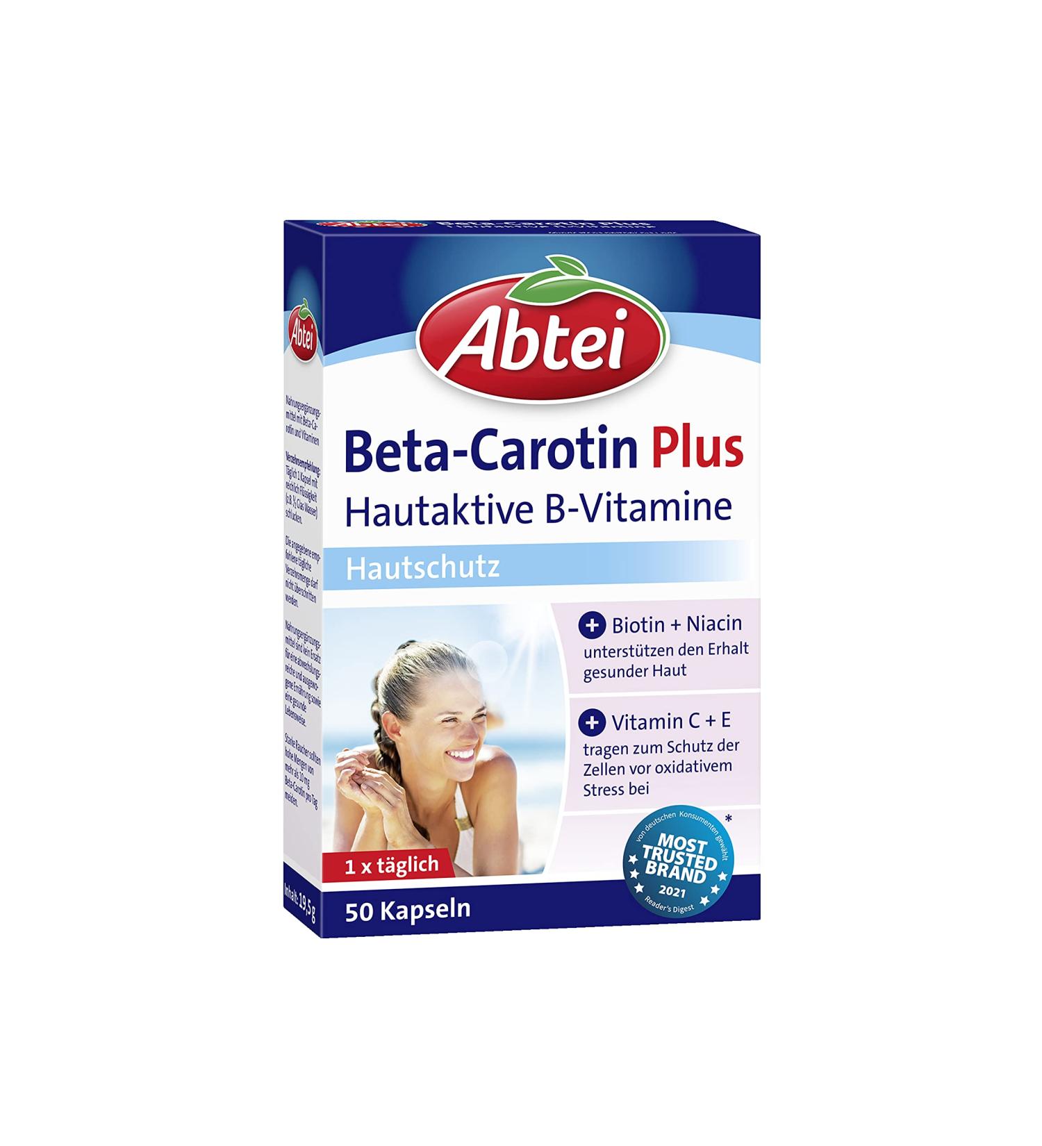 Buy Abtei Beta-Carotene Plus - Skin-Active B Vitamins 50 Capsules | Boost Skin Health | International Shipping - Buy Online on GoSupps.com