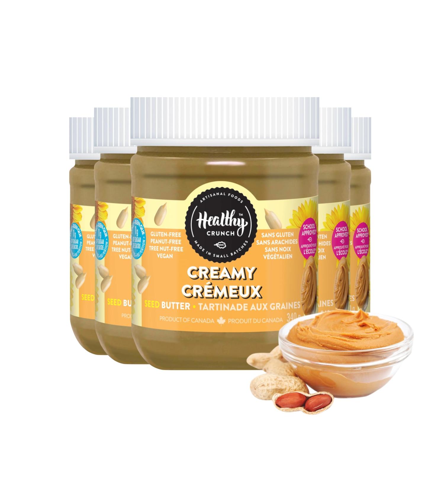 Healthy Crunch Seed Butter Creamy Flavor - 6 Units X 340 Grams - Sunflower Butter Alternative - Nut Butter Spread - Perfect for Snacks - Organic Sunflower Seed Butter Option - Non-GMO & Vegan - Buy Online on GoSupps.com