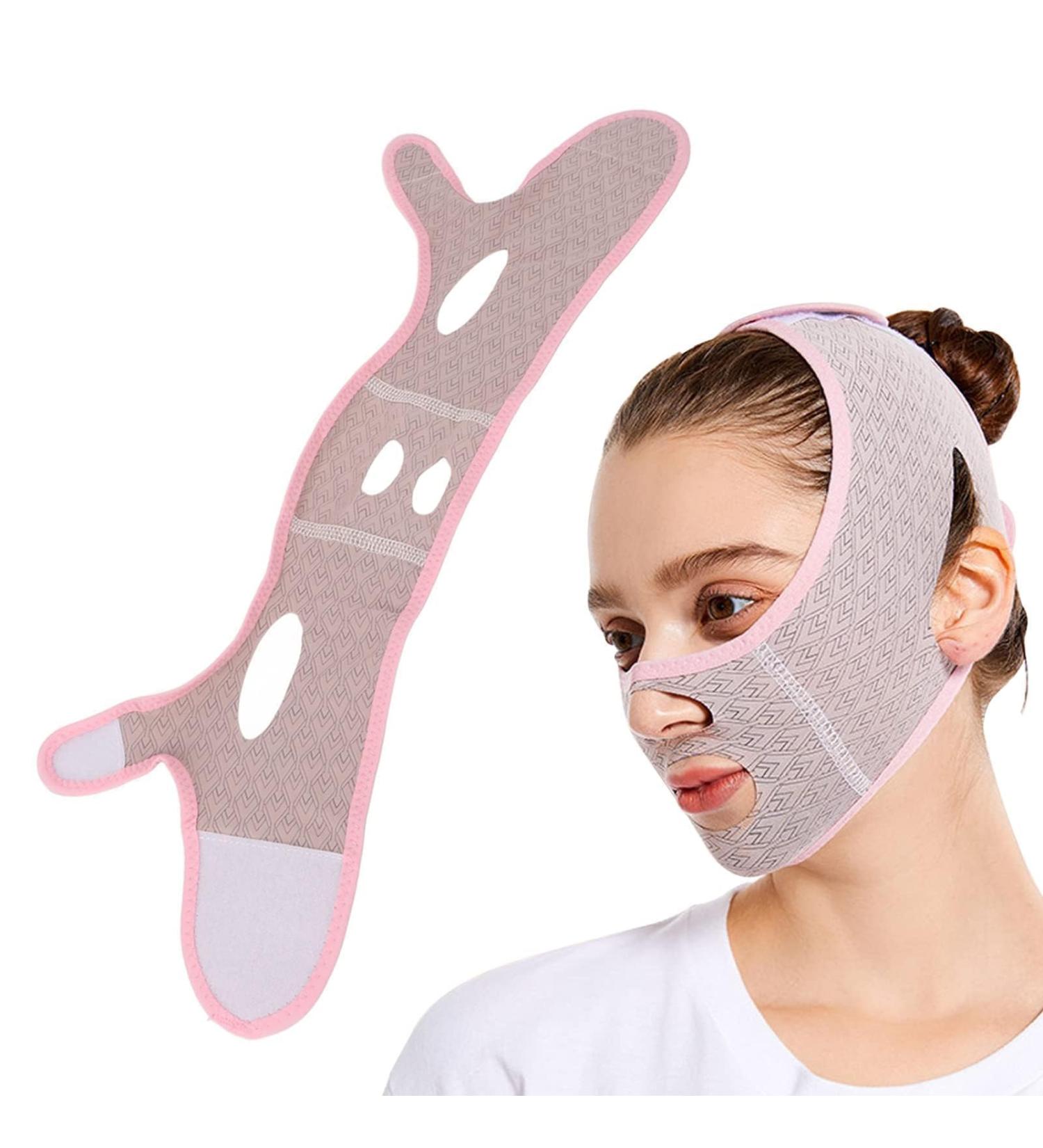 Agatige Reusable V Line Mask Facial Slimming Strap Adjustable Portable V Line Lifting Face-belt Chin Strap Wrinkle Removal Face Skin Tightening Bandage for Women and Men - Buy Online on GoSupps.com
