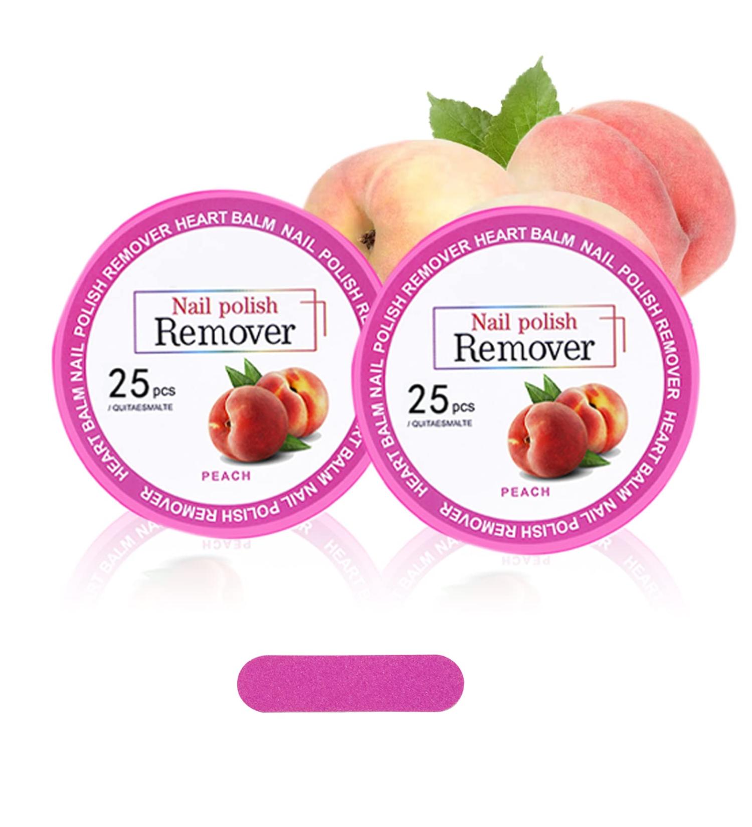 50PCS Nail Polish Remover Pads Gel Nail Wipes Nail Paint Remover Nail Varnish Remover Pads Lint Free Wipes for Nails Easy to Carry Instant Removal Nail Wipes (2PCS Peach)