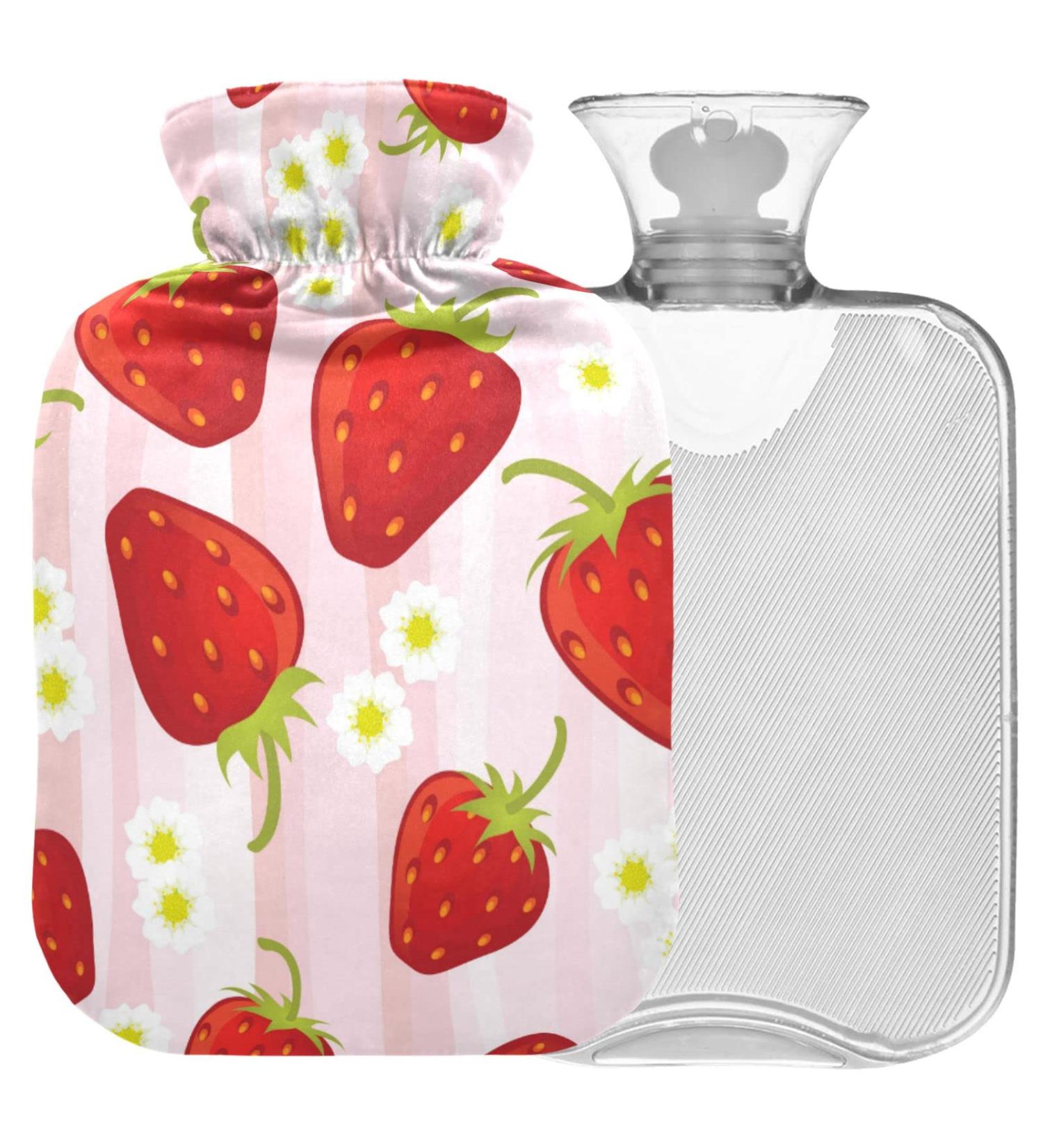 Shop Naanle Daisy Strawberry 2L Transparent Hot Water Bottle for Pain Relief | Large Heat & Cold Therapy for Bed Hands & Feet - Buy Online on GoSupps.com