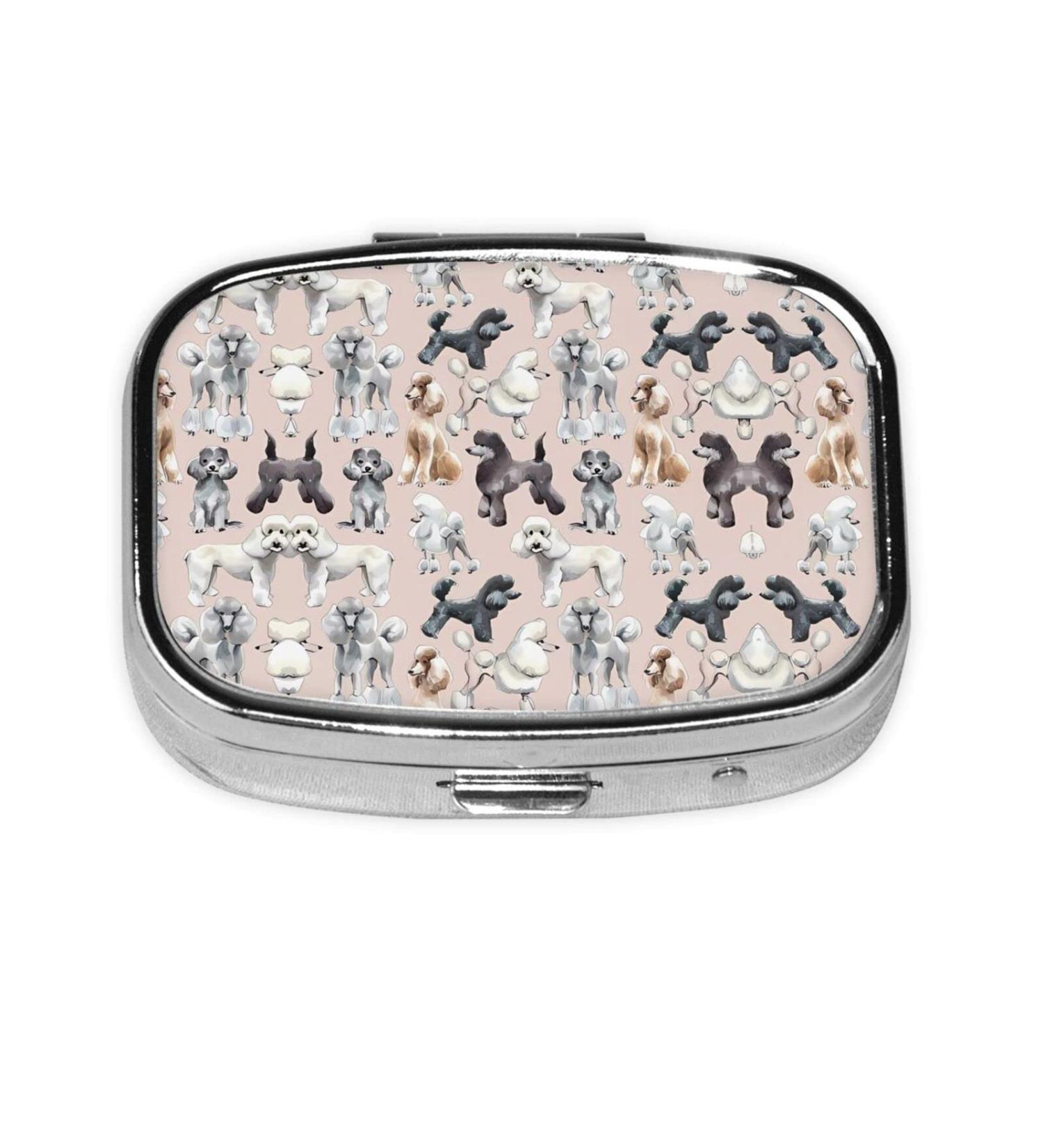Stylish Poodle Dog Pill Box - Portable Electroplated Medication Organizer with Safe Plastic Partitions - Buy Online on GoSupps.com