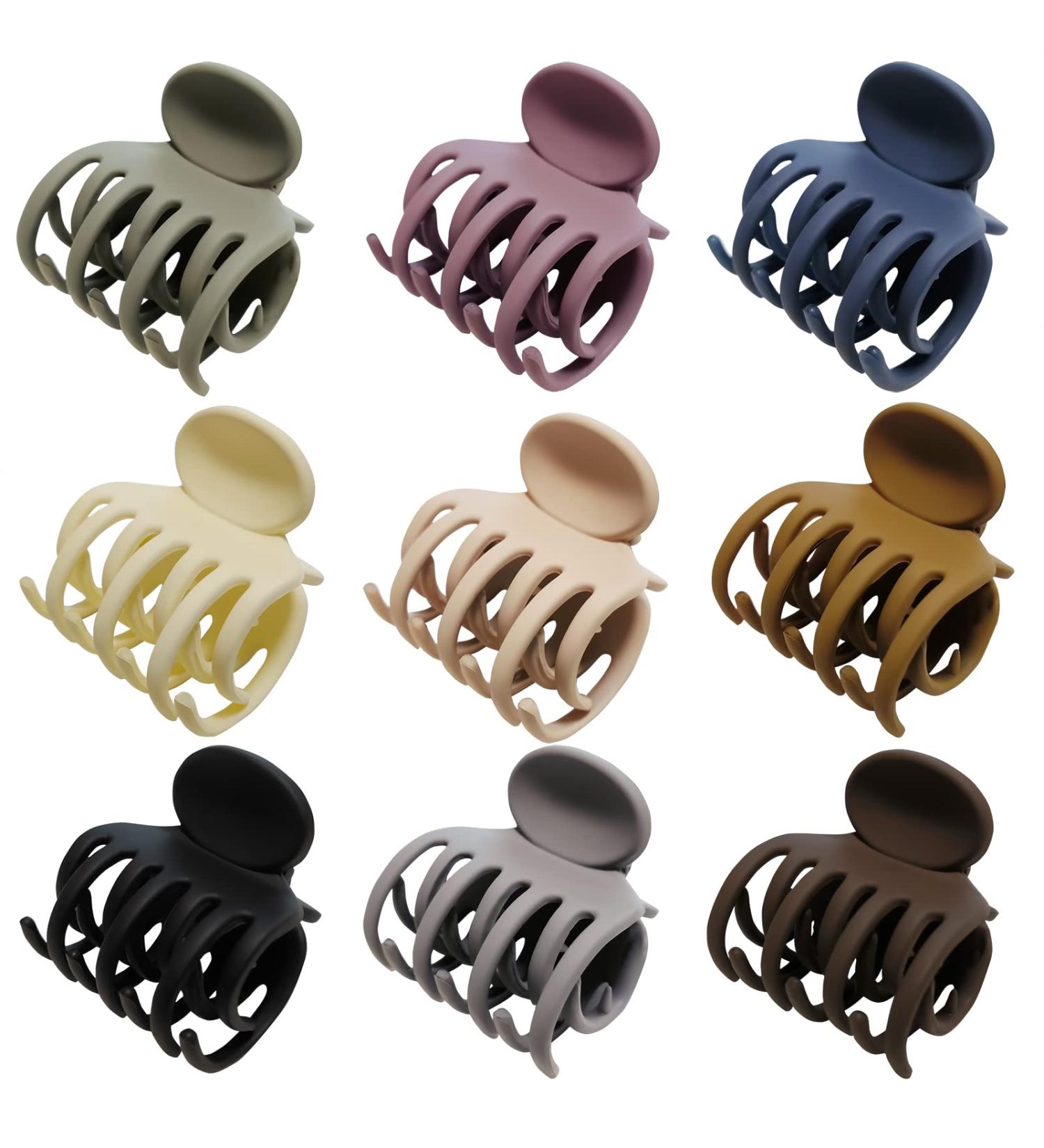 Venhay Small Double Row Hair Claw Clips - 9 Pack | Unbreakable Bendable Teeth Claw Clip for Thin Hair | Medium Matte Neutral Non-slip Design - Buy Online on GoSupps.com