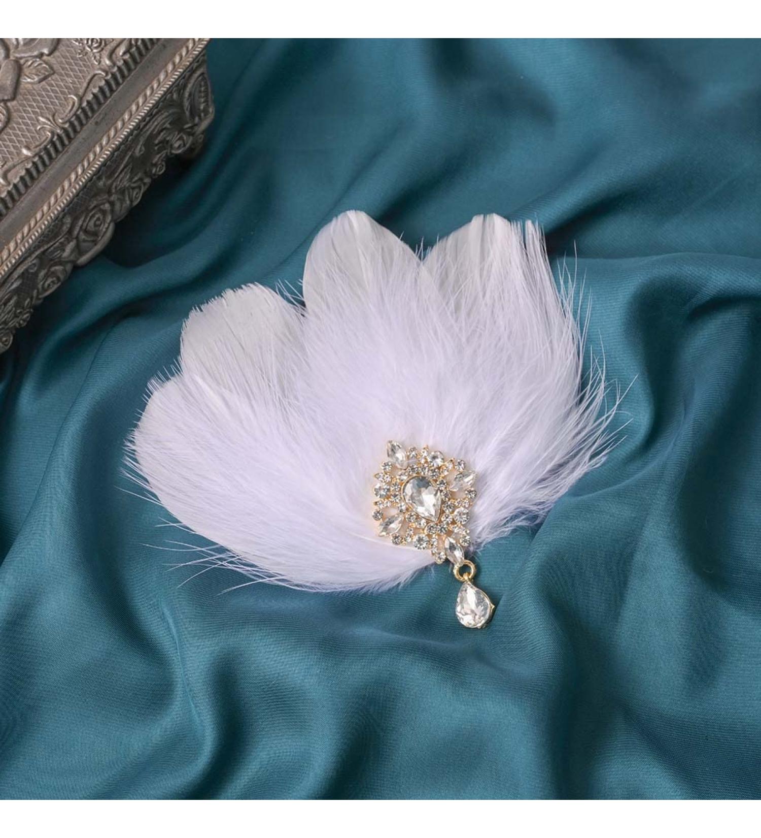 Gortin 1920s Flapper Feather Hair Clip - White Feather Headband for Wedding & Parties - Art Deco Rhiestone Hair Pins - Women's Flapper Hair Accessories - Buy Online on GoSupps.com