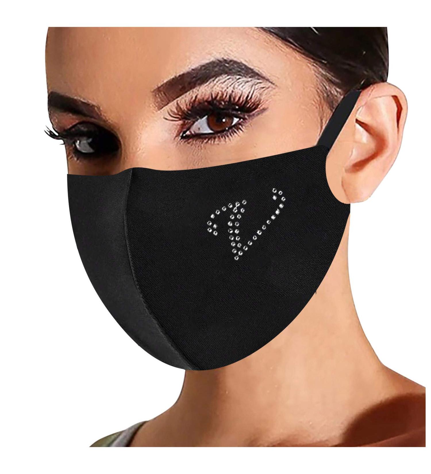Women men mouth protection masks ladies men's masks with rhinestones print breathable face shields outdoor cotton mouth masquerade neckerchief hull (v)