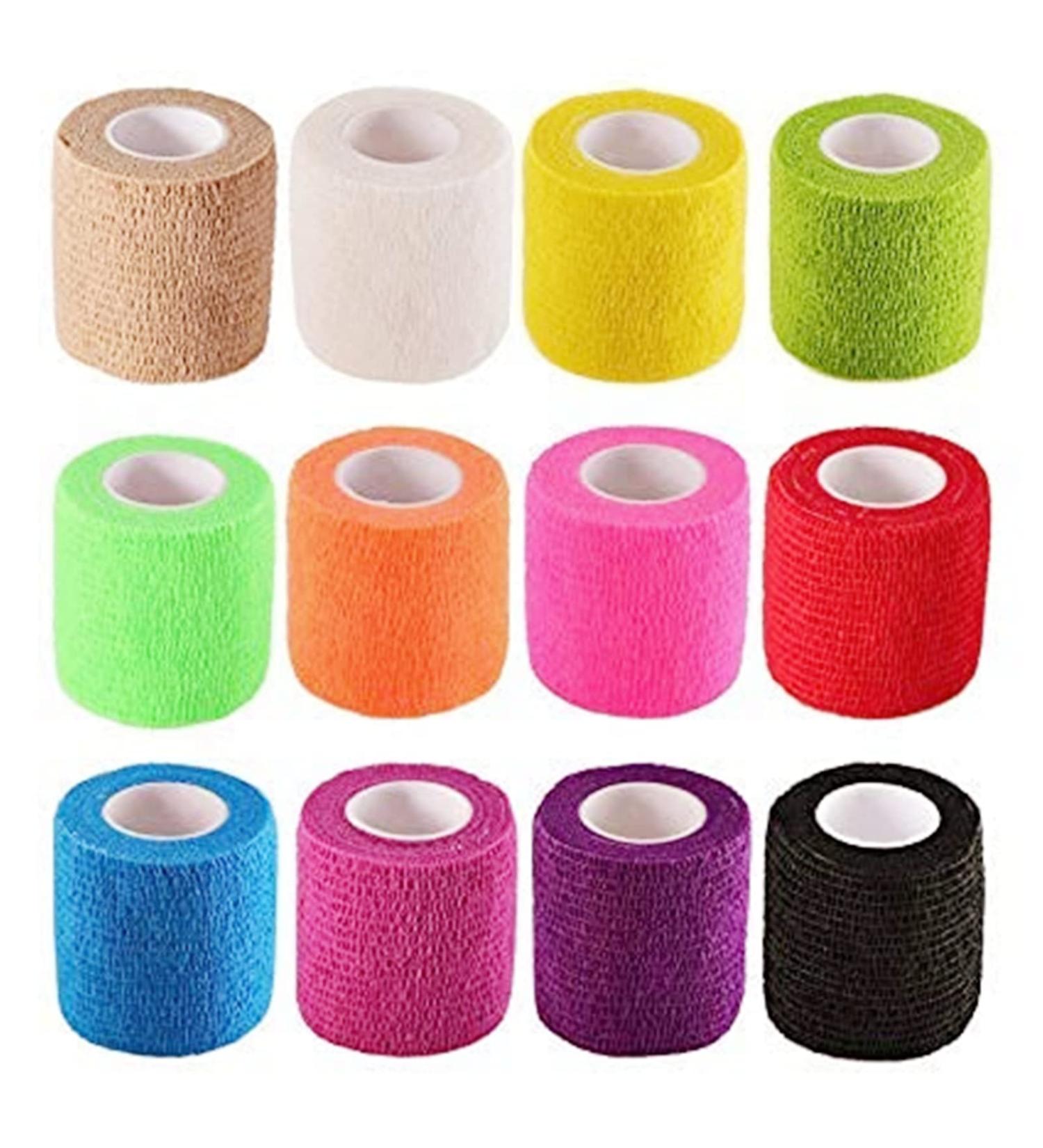 Set of 12 Adhesive Bandage Wrap Stretch Self-Adherent Tape for Sports Wrist Ankle 5 Yards Each (12 Colors 2 Inches) - Buy Online on GoSupps.com