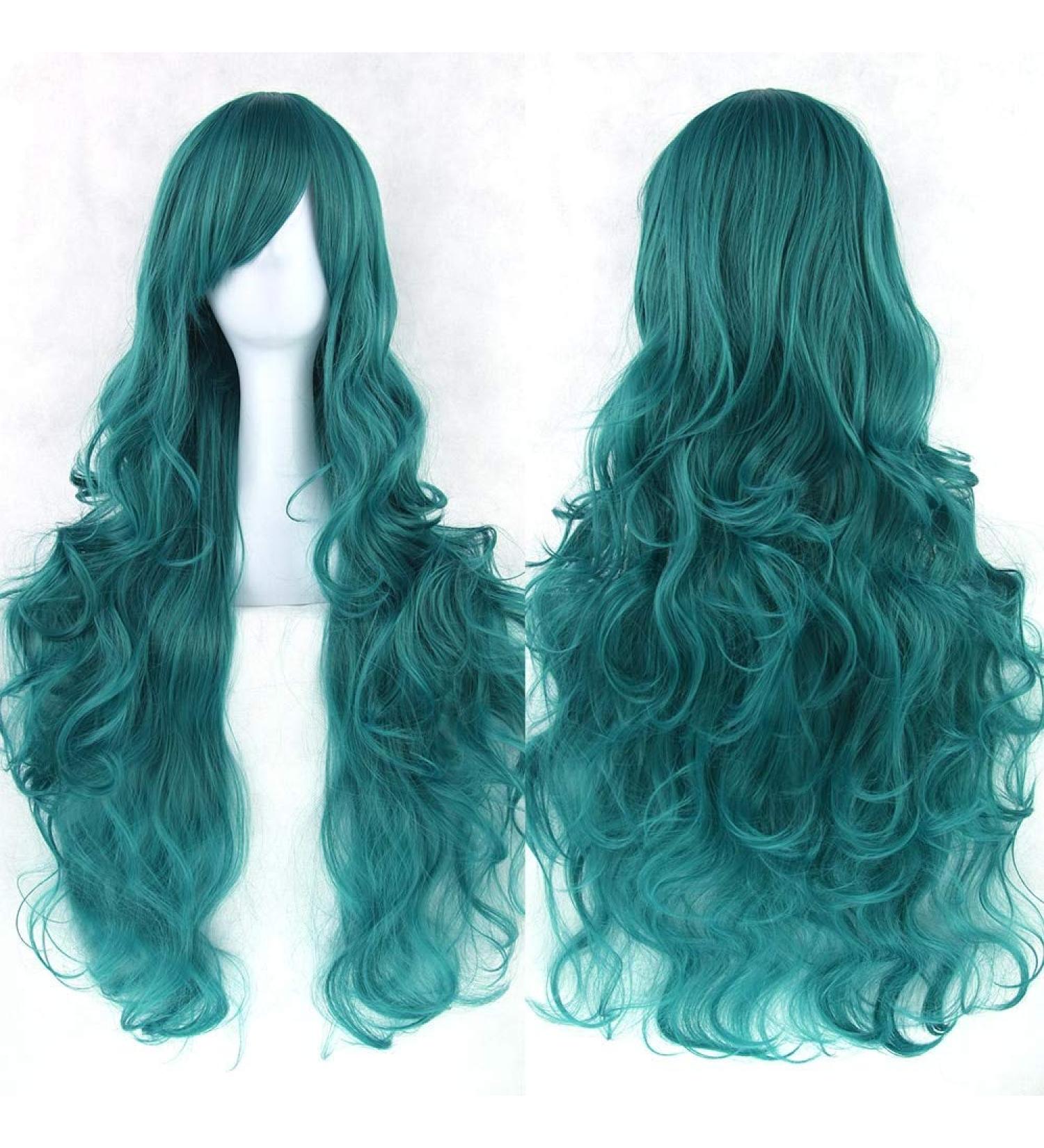 LFMDJF 20 Colors 80cm Long Curly Women Heat Resistant Synthetic Hair Blonde Gray Party Wigs 32inches P12/613 1B/30HL