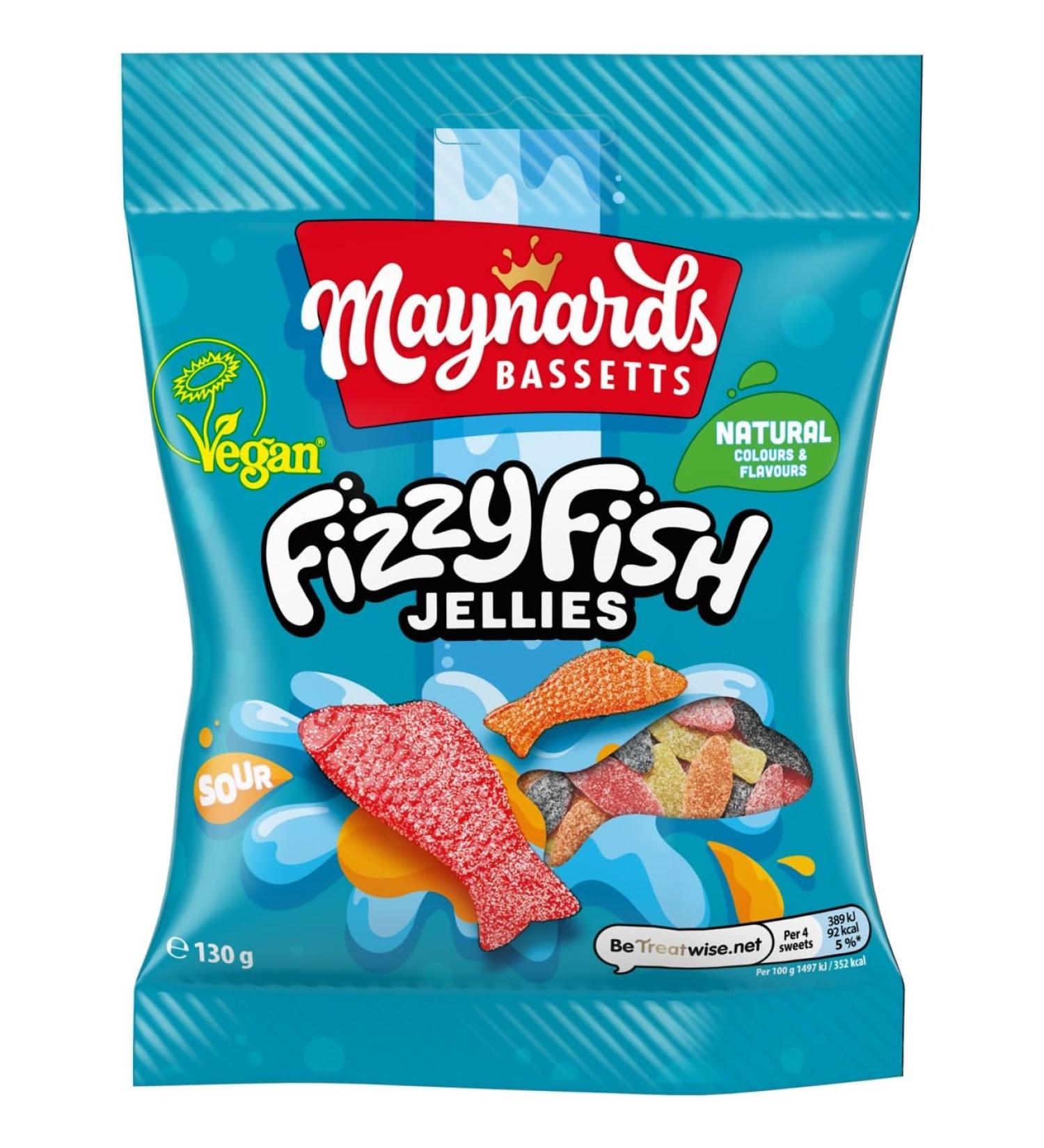 Maynards Bassetts Fizzy Fish Soft Jellies Sweets - 130g Bag - Buy Online on GoSupps.com