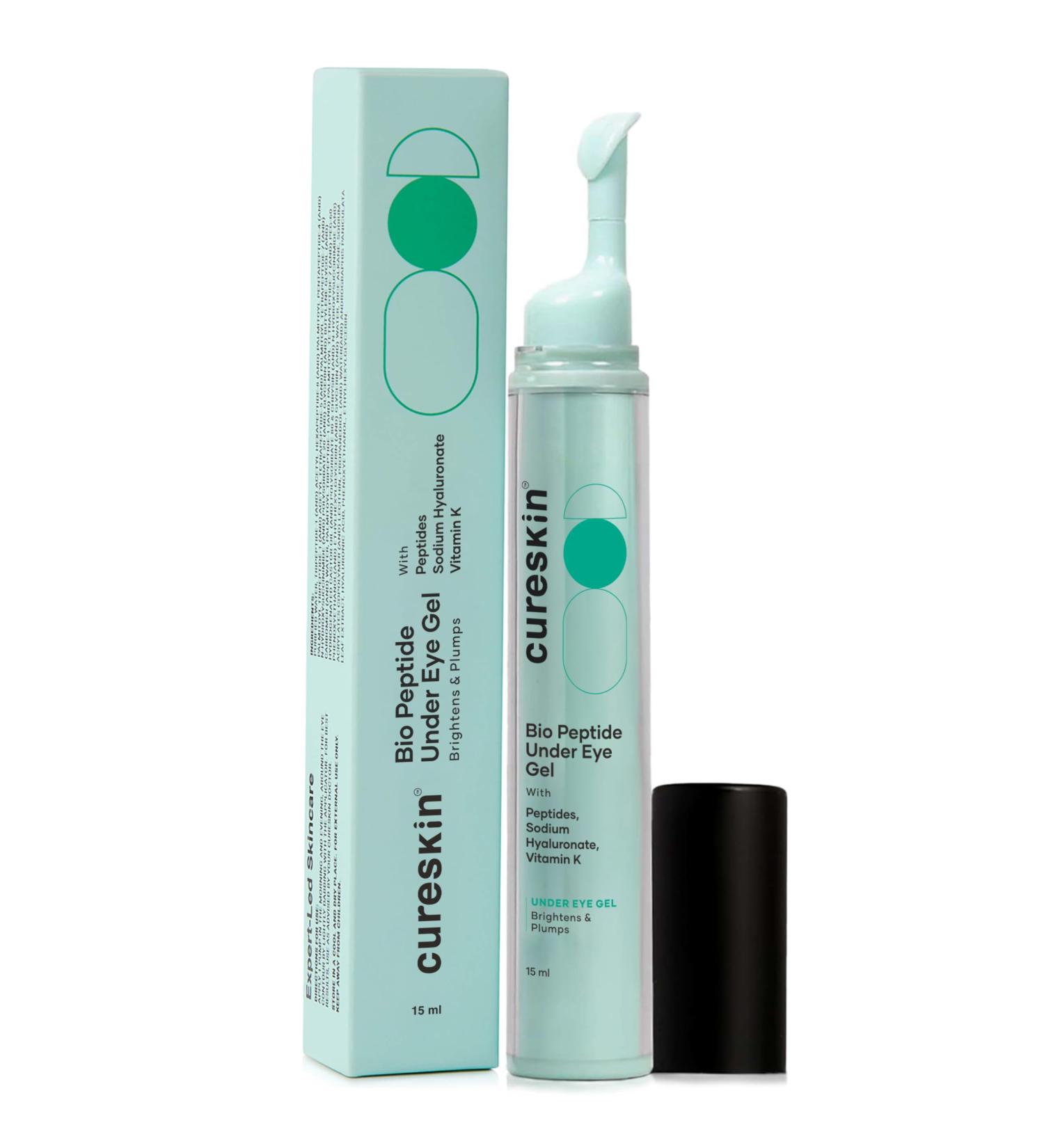 Cureskin Under Eye Gel for Dark Circles for Women and Men | Bio-Peptide Under Eye Gel to Reduce Dark Circles Puffiness & Wrinkles | Under Eye Cream for Men and Women - Buy Online on GoSupps.com