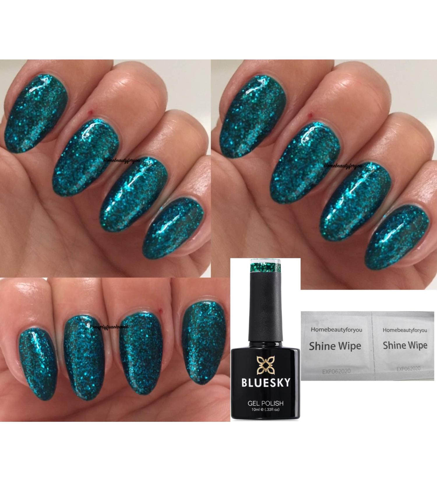 Bluesky Nail Gel Polish GREEN KEEPER Green Glitter Turquoise Glitter UV LED Soak Off (Requires curing under UV/LED Lamp) - Buy Online on GoSupps.com