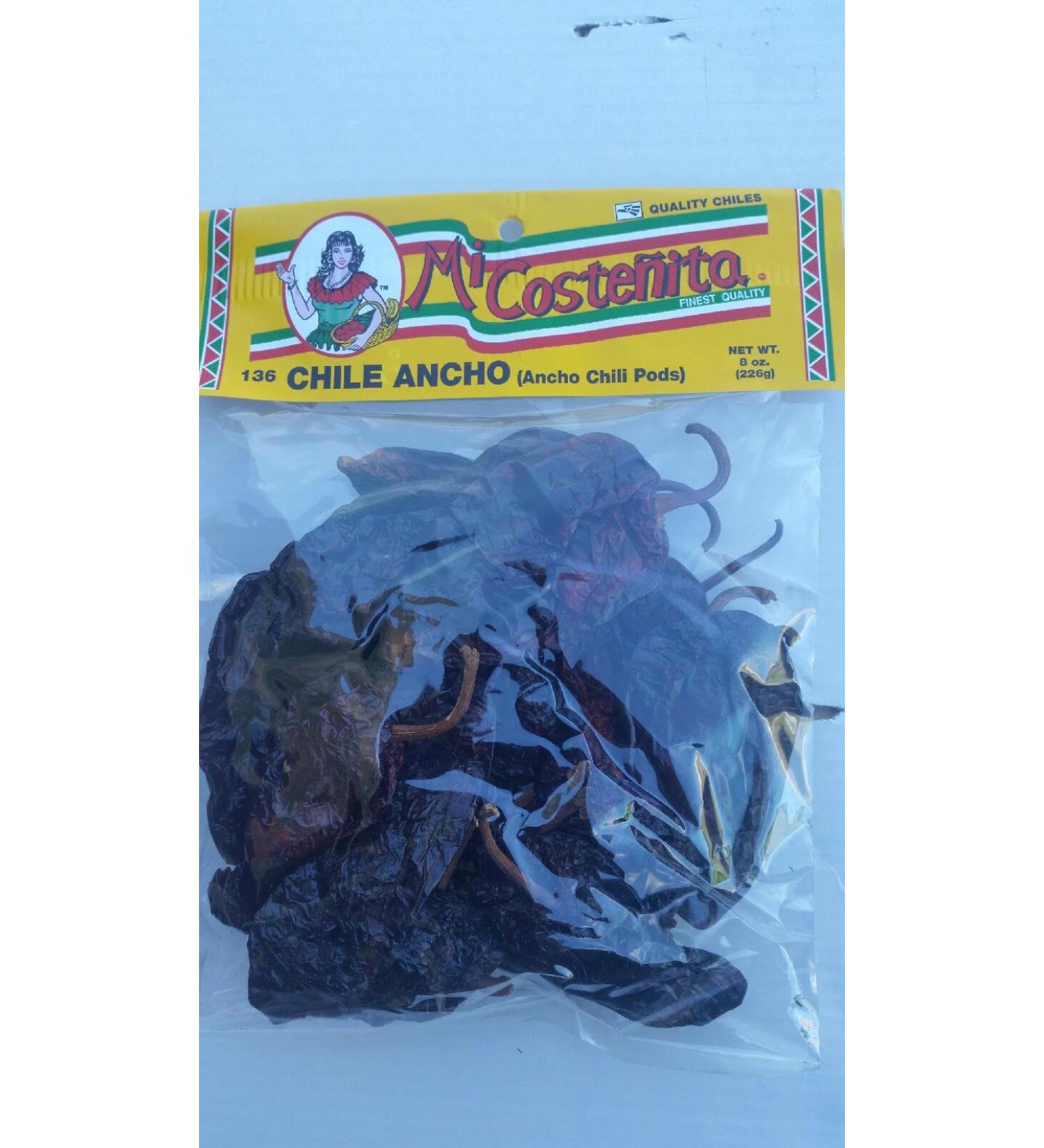 Chile Ancho - 8 Oz. - Ancho Chili Peppers - Dried Poblano Pepper - Mild to Medium Heat - Sweet & Smoky Flavor