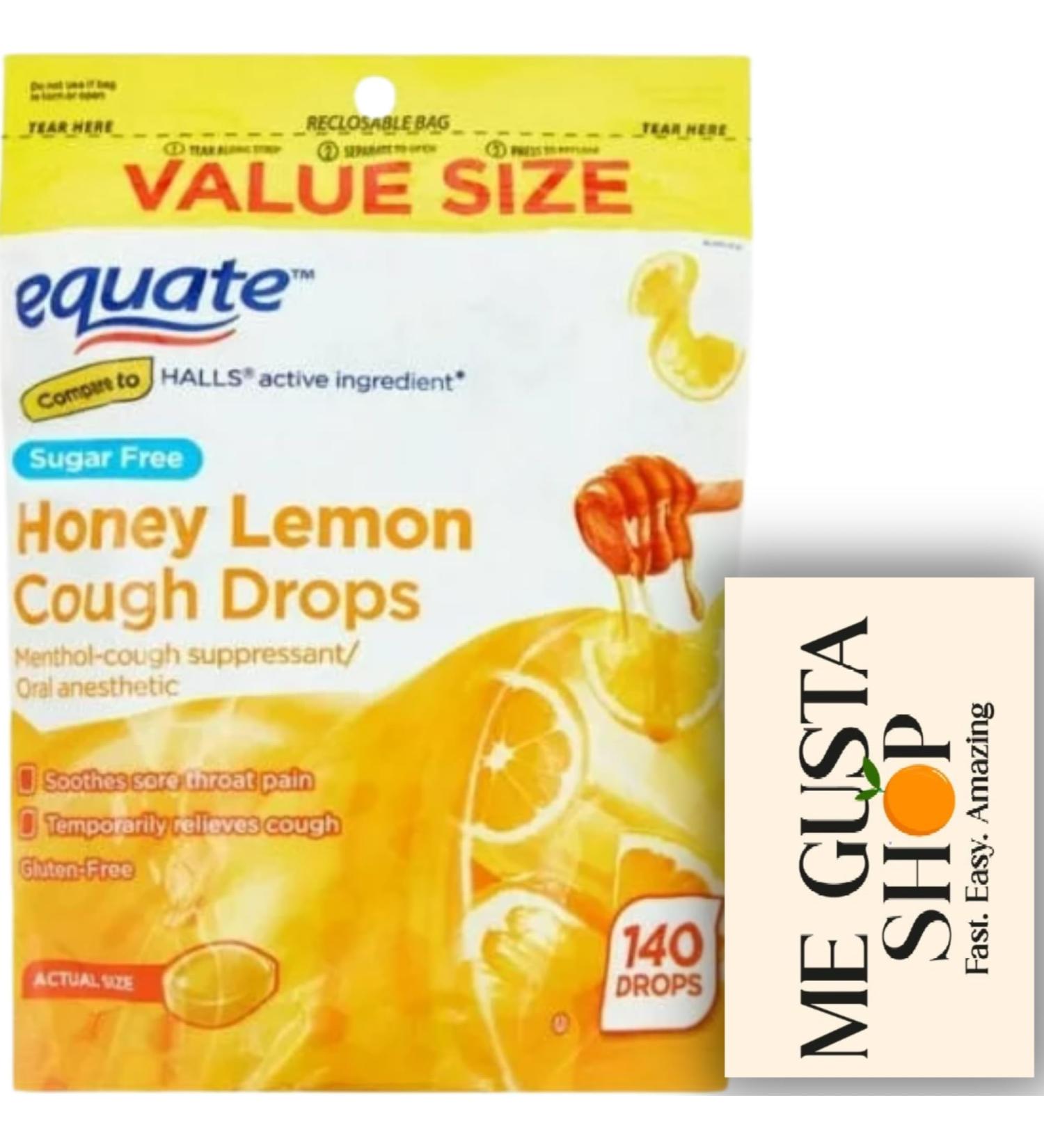Cough Drops Sugar Free Honey Lemon Equate 140 Count (Pack of 01) Dietary Supplement + me Gusta Sticker - Buy Online on GoSupps.com