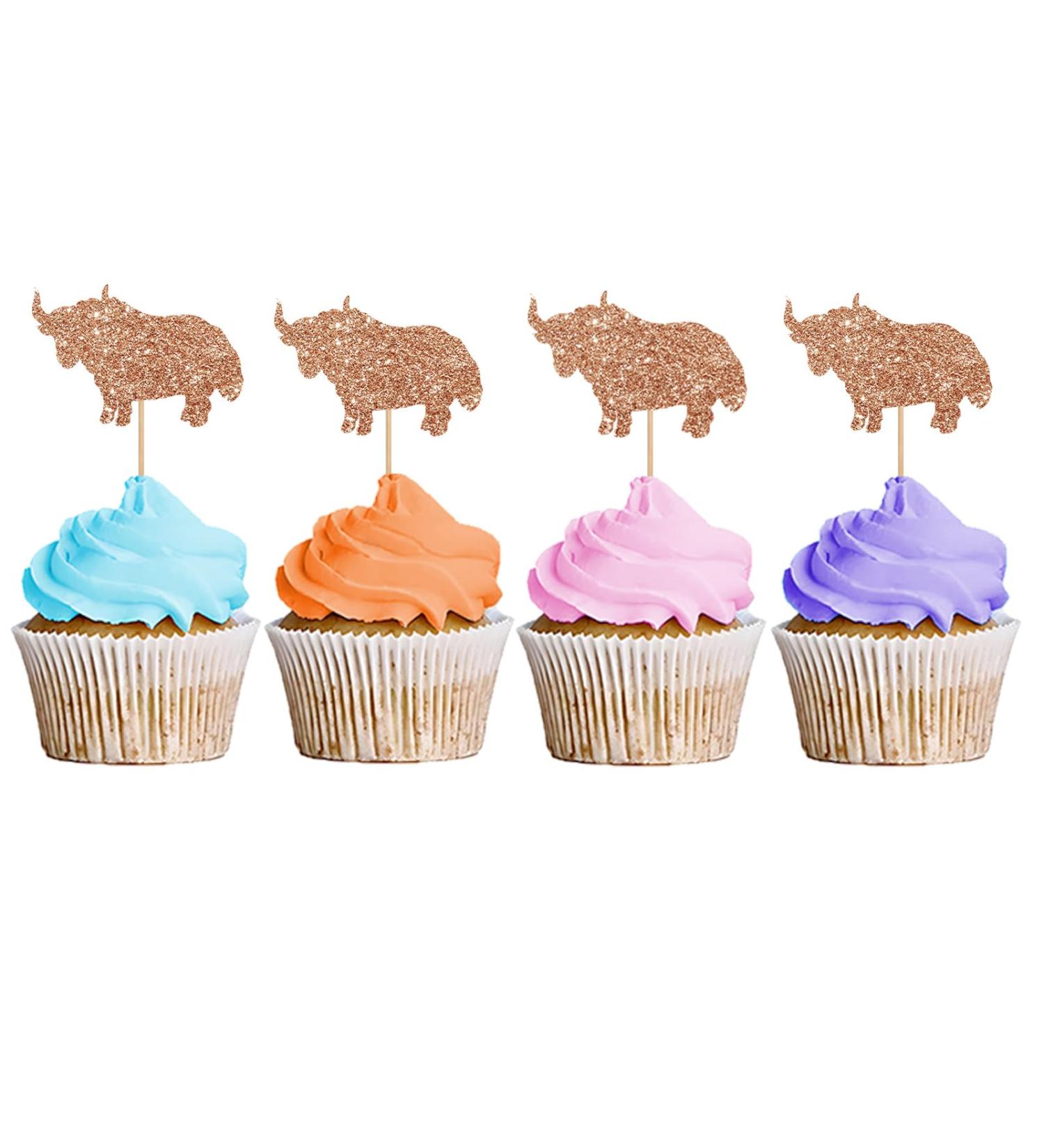Rhinoceros Cupcake Toppers Rhino Birthday Cupcake Toppers Zoo Themed Dessert Picks Safari Birthday Party Decoration - Brown Glitter - Buy Online on GoSupps.com