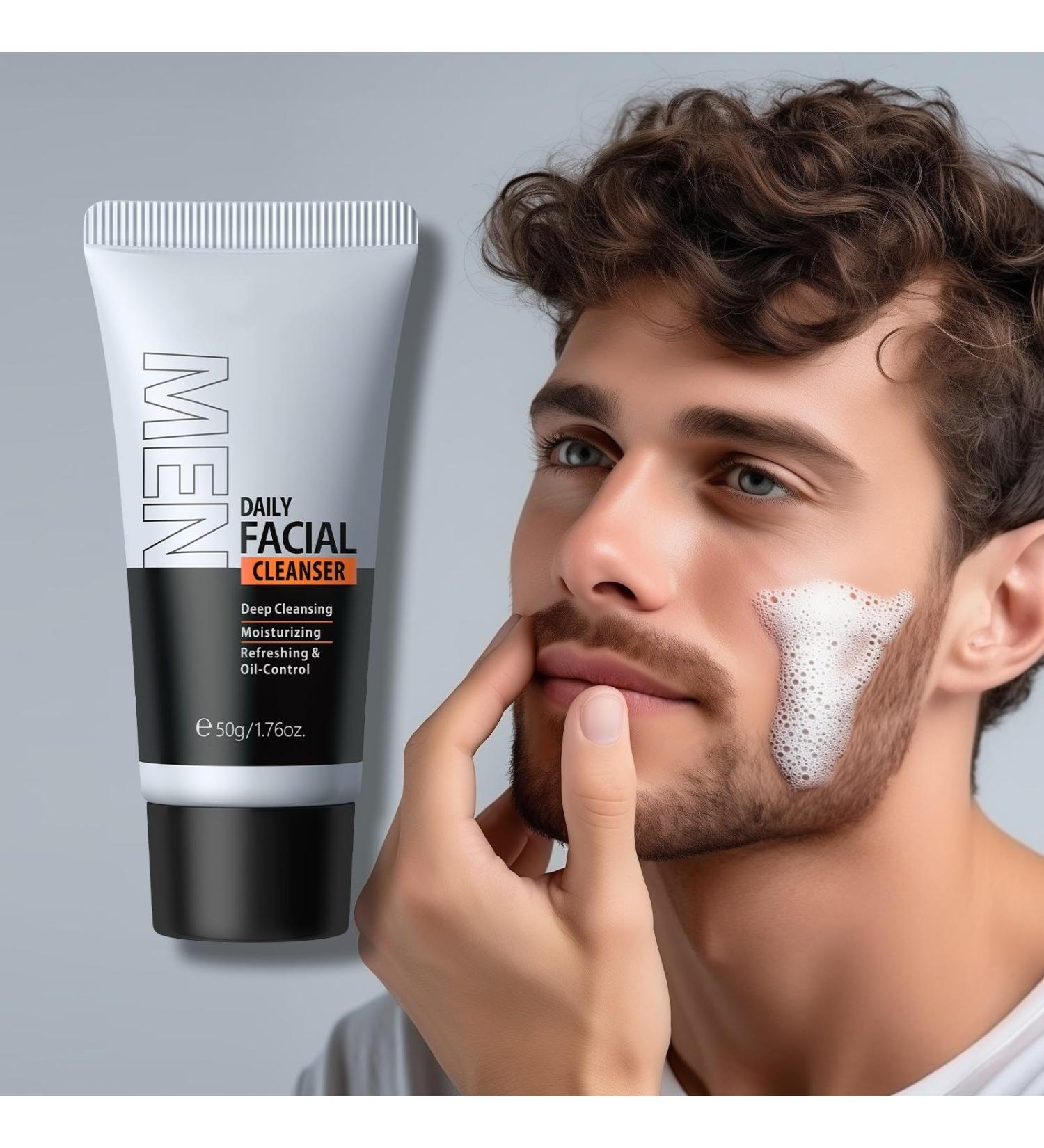 Invigorating Oil-Control Face Wash for Men: Gentle Ingredients for Deep Hydration and Effective Cleansing of Pores Acne and Blackheads(50g / 1.76oz) Grey - Buy Online on GoSupps.com