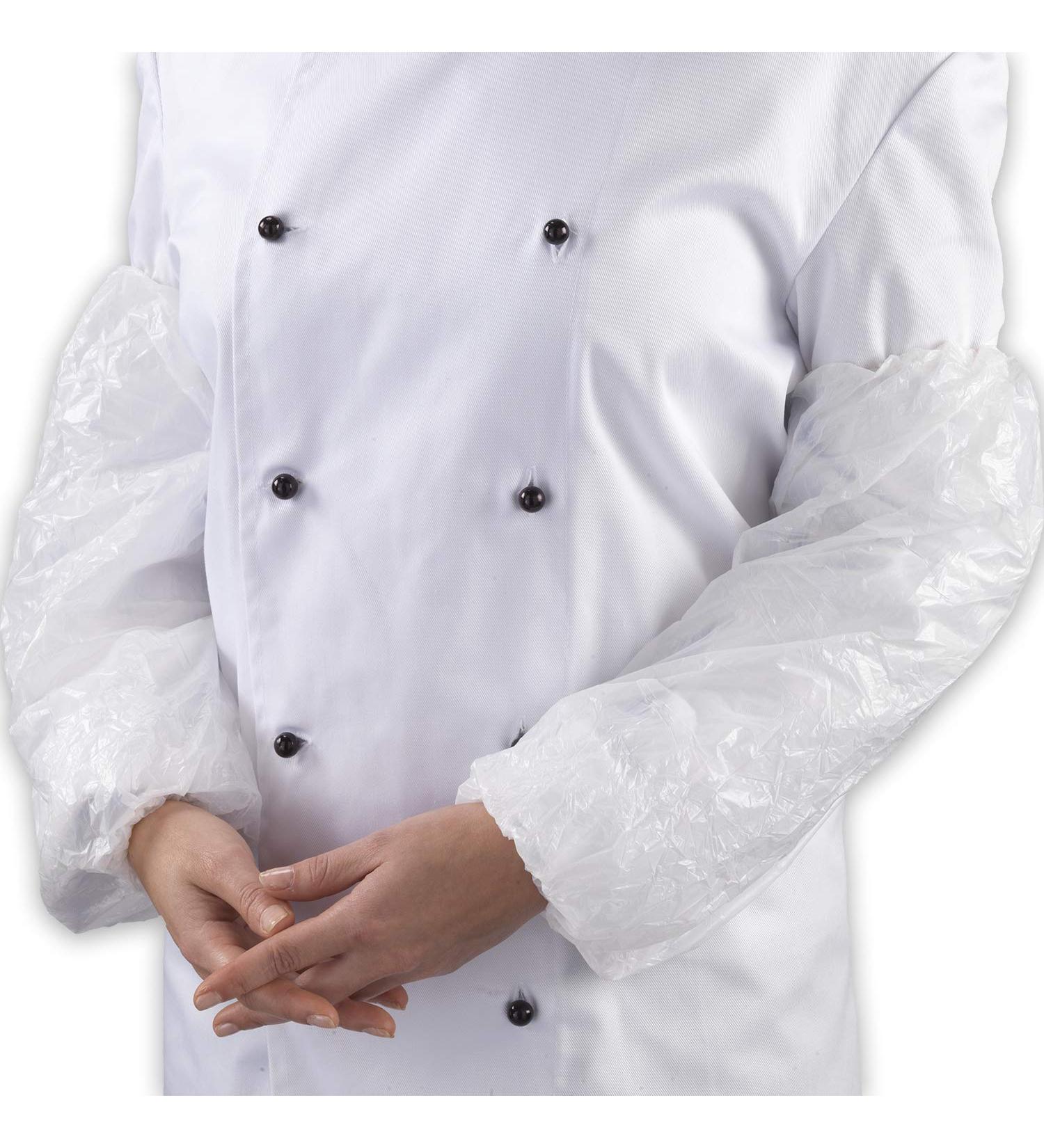 20 x Simply Direct White Poly Polythene Disposable Latex Free Oversleeves with Elastic Cuffs (40cm x 40cm - 15.7" x 15.7") 20 White