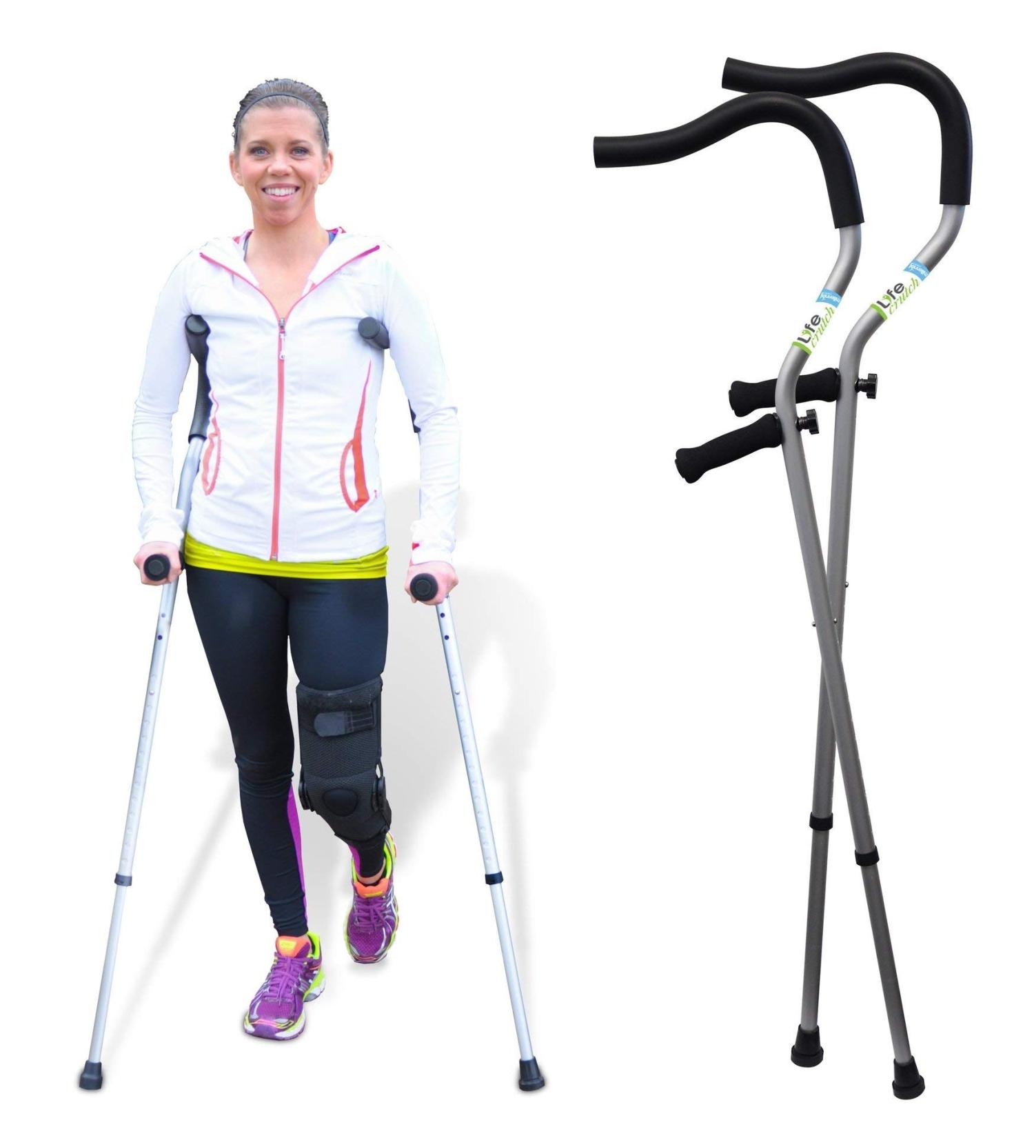 Life Crutch - Universal Pair with Articulating Tips | Supports up to 300 lbs | For Adults & Children (46 - 67) - Buy Online on GoSupps.com