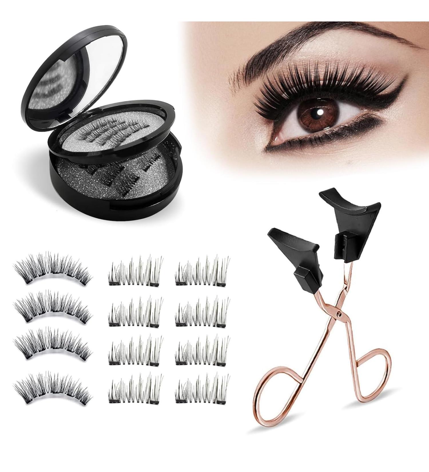 ExcellaElite Magnetic False Eyelashes Double-Layer Magnetic Eyelashes Set Magnetic Eyelashes With Natural Appearance No Eyeliner No Glue Required Light And Easy To Wear Magnetic Eyelashes - Buy Online on GoSupps.com