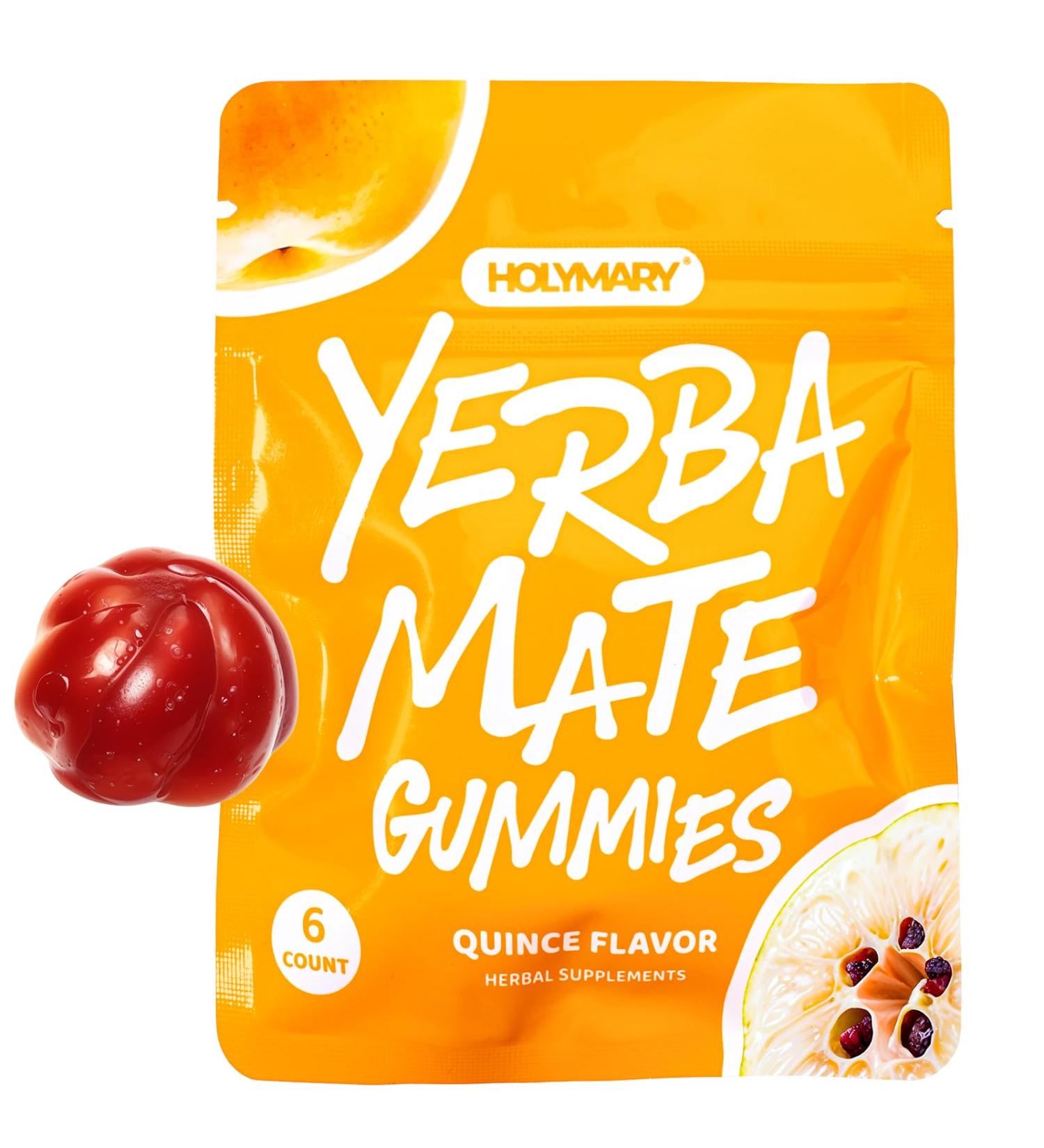 Yerba Mate Gummies - Quince Flavor | Vegan & Non-GMO | Boost Energy & Focus Naturally | Gluten-Free | 6 Count Pack - Buy Online on GoSupps.com