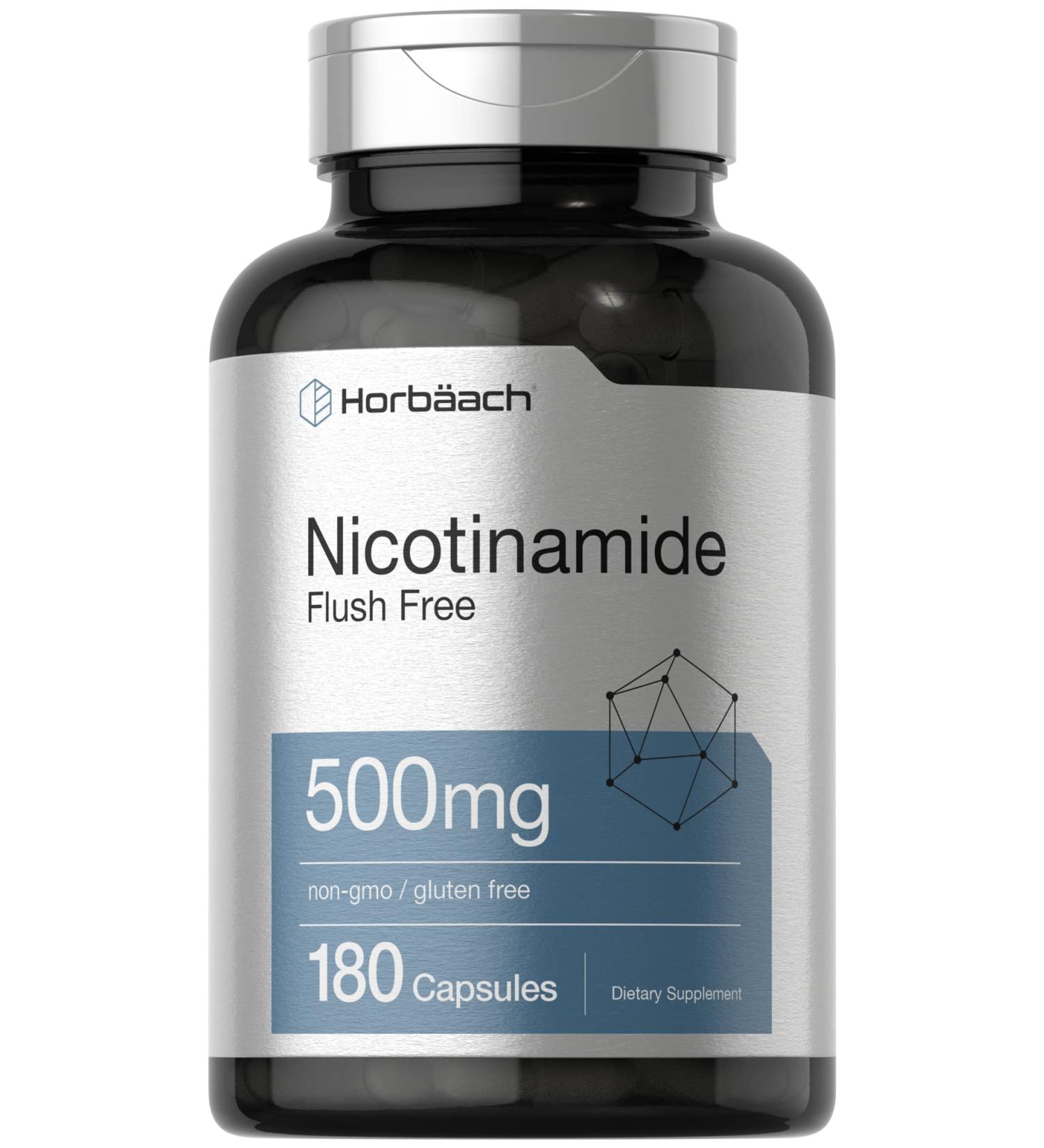 Horb ach Nicotinamide 500mg | 180 Capsules | Flush Free Dietary Supplement | Non-GMO and Gluten Free Vitamin - Buy Online on GoSupps.com
