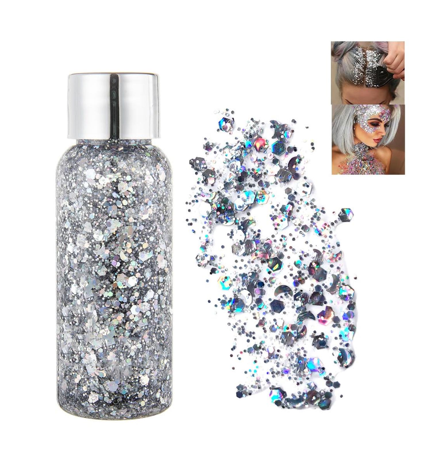 HADAVAKA Body Glitter Gel Sequins Chunky Glitter Liquid Gel Sparkling Festival Party Lotion Glitter Nail Art DIY Glitter Gel For Face Nail Lip Hair Christmas Festival Party Makeup Decoration (Brown) - Buy Online on GoSupps.com