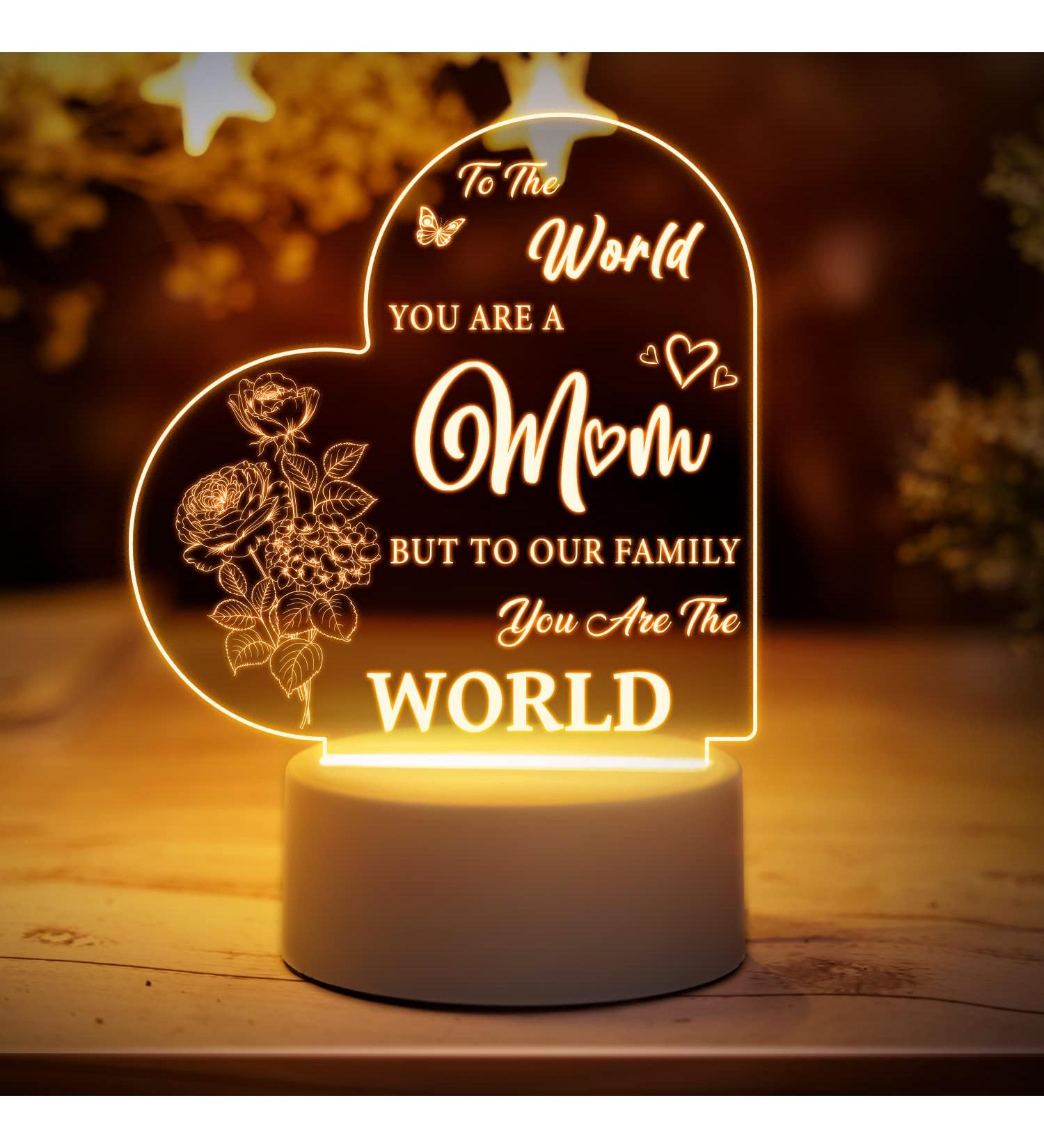 Engraved Mum Birthday Night Light - Touching Gift from Daughter/Son - Mum Birthday Lamp - Buy Online on GoSupps.com