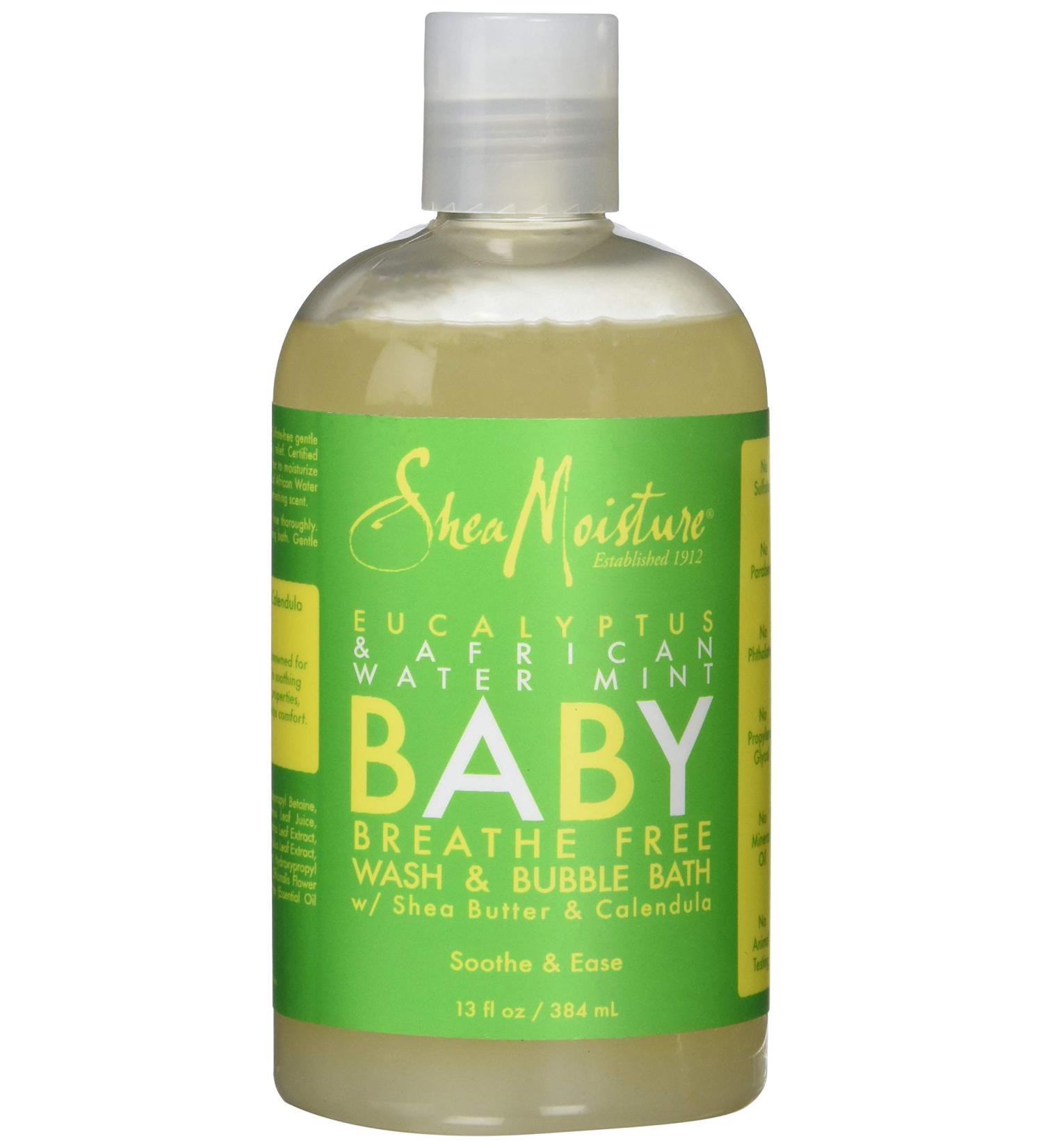 Shea Moisture Eucalyptus & African Water Mint Baby Breathe Free Wash & Bubble Bath 13 Ounce - Soothing Formula for Gentle Cleansing - Buy Online on GoSupps.com