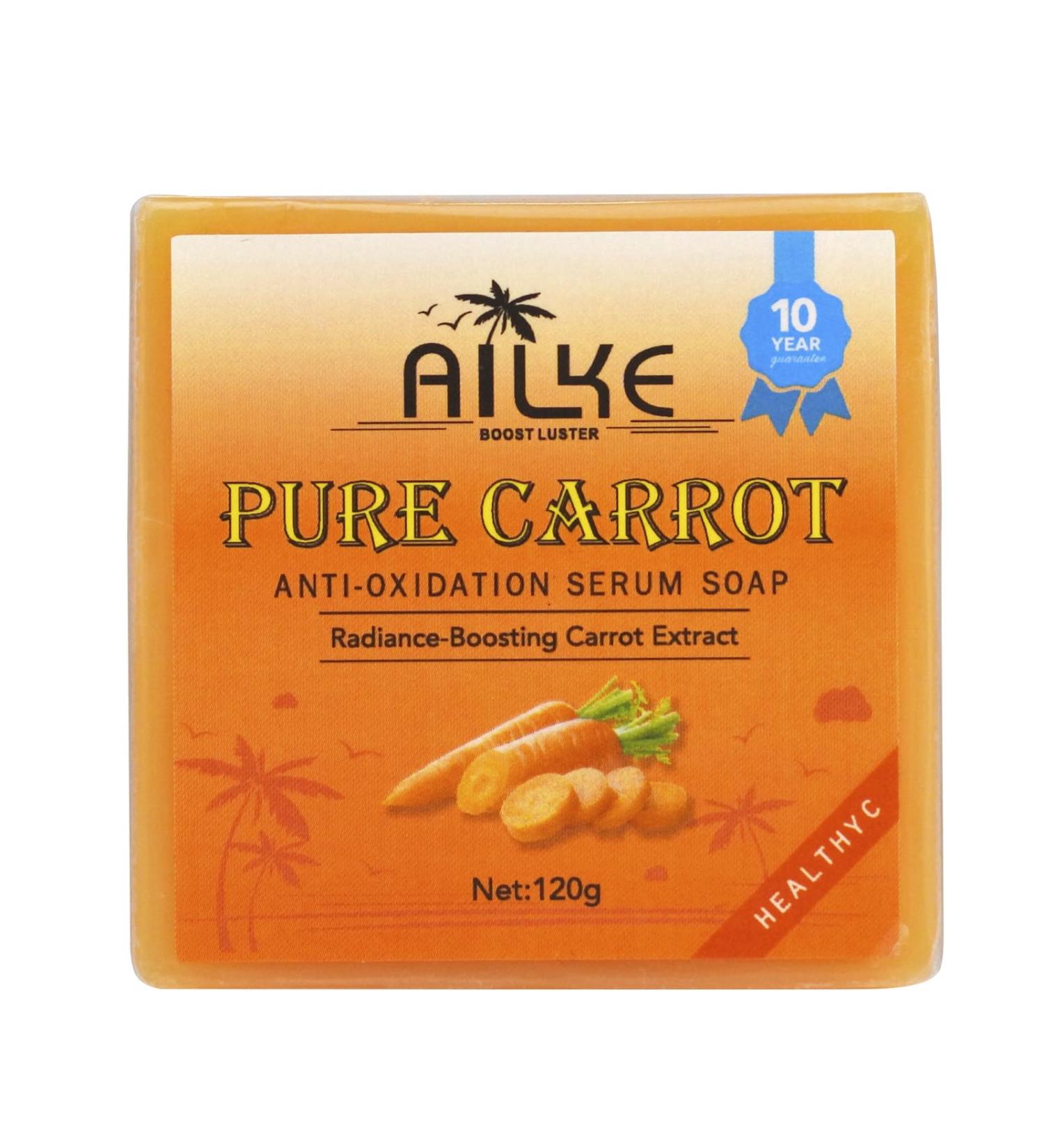  AILKE BOOST LUSTER AILKE Pure Carrot Anti-Oxidant Serum Soap Cleaning Stain Whitening Smooth & Soft Skin With Vitamin E Amino Acids Glycerin For All Skin Types 120g (Pack of 1) - Buy Online on GoSupps.com