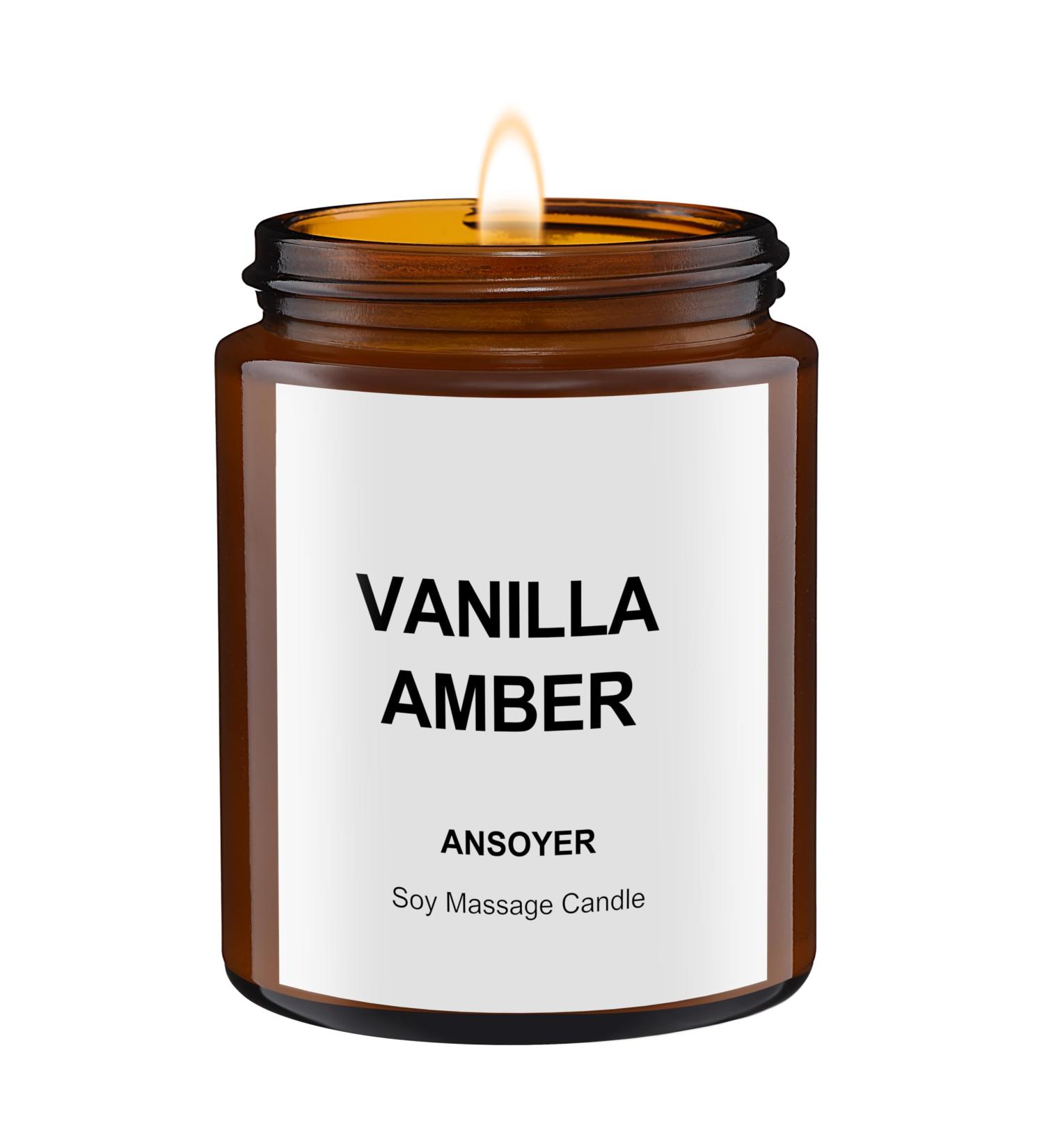 Massage Oil Candle, Romantic Gift SPA Use Home Scented Candle Body Oil, Ultra Hydrating Body Care with Soybean Oil, 4.5oz (Vanilla Amber) - Buy Online on GoSupps.com