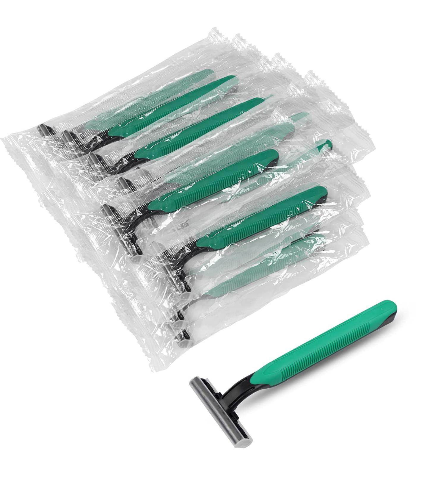 Bulk Disposable Razors - Double-Blade with Safety Caps | Individual Packs for Home Travel Hotels & Shelters (100) - Buy Online on GoSupps.com